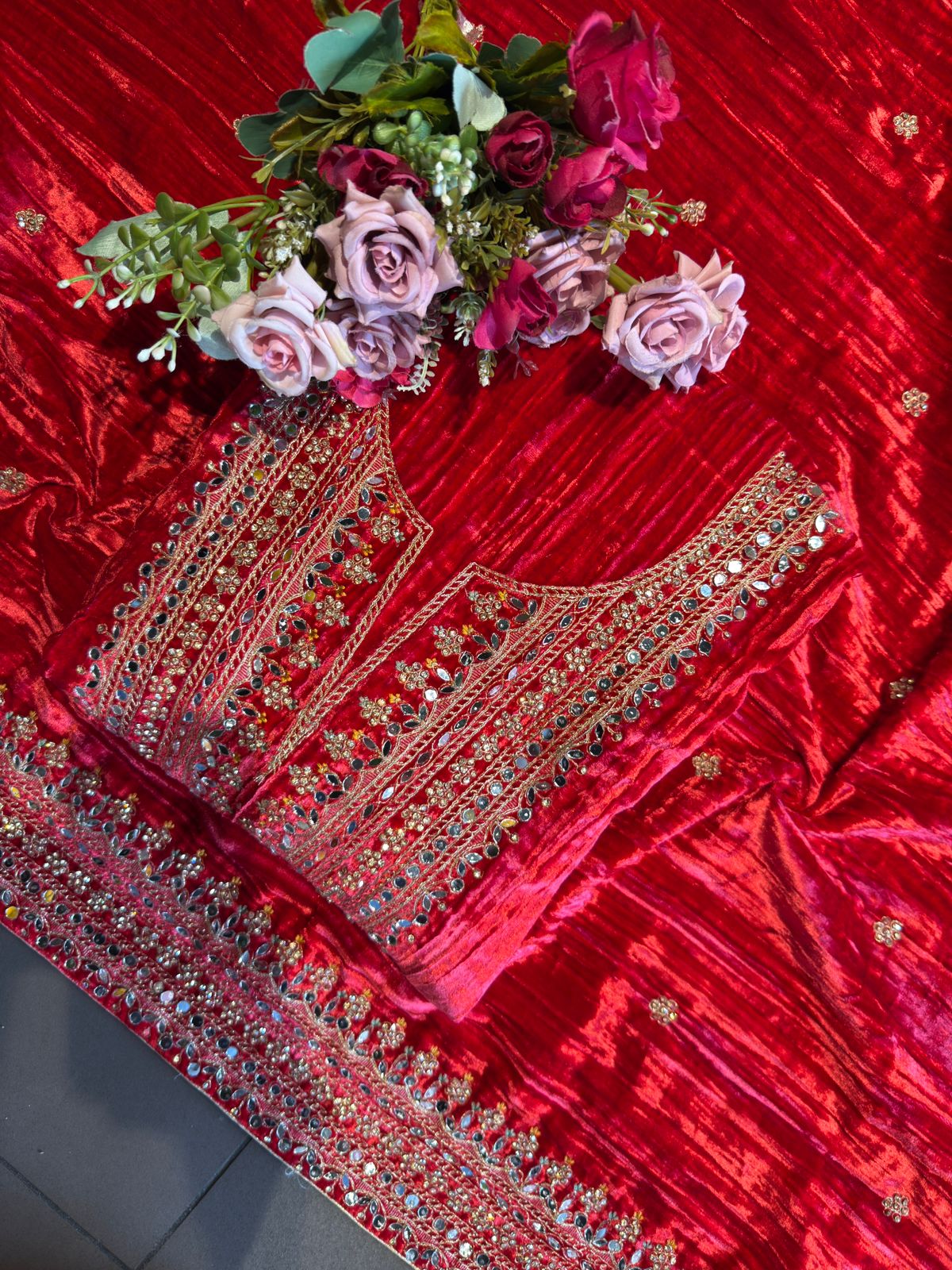 Heavily hand-worked velvet suit