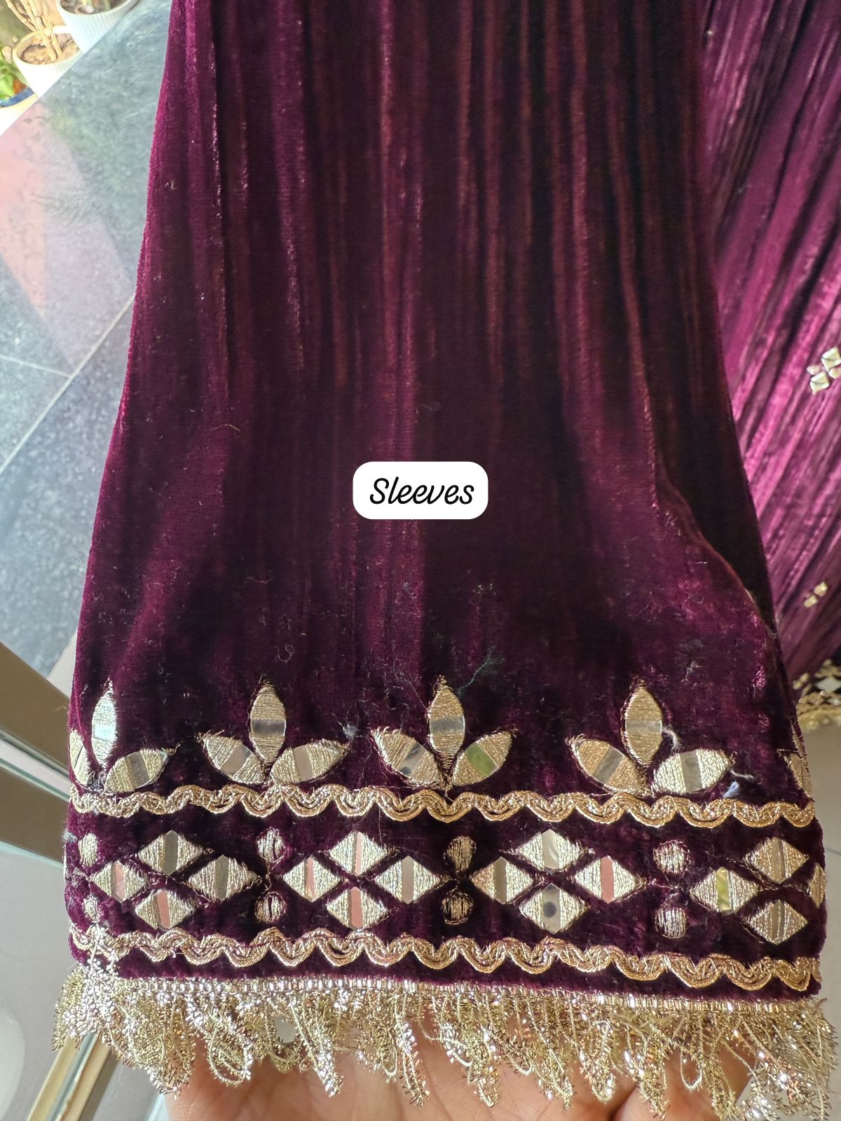 Crushed velvet long Kurta set