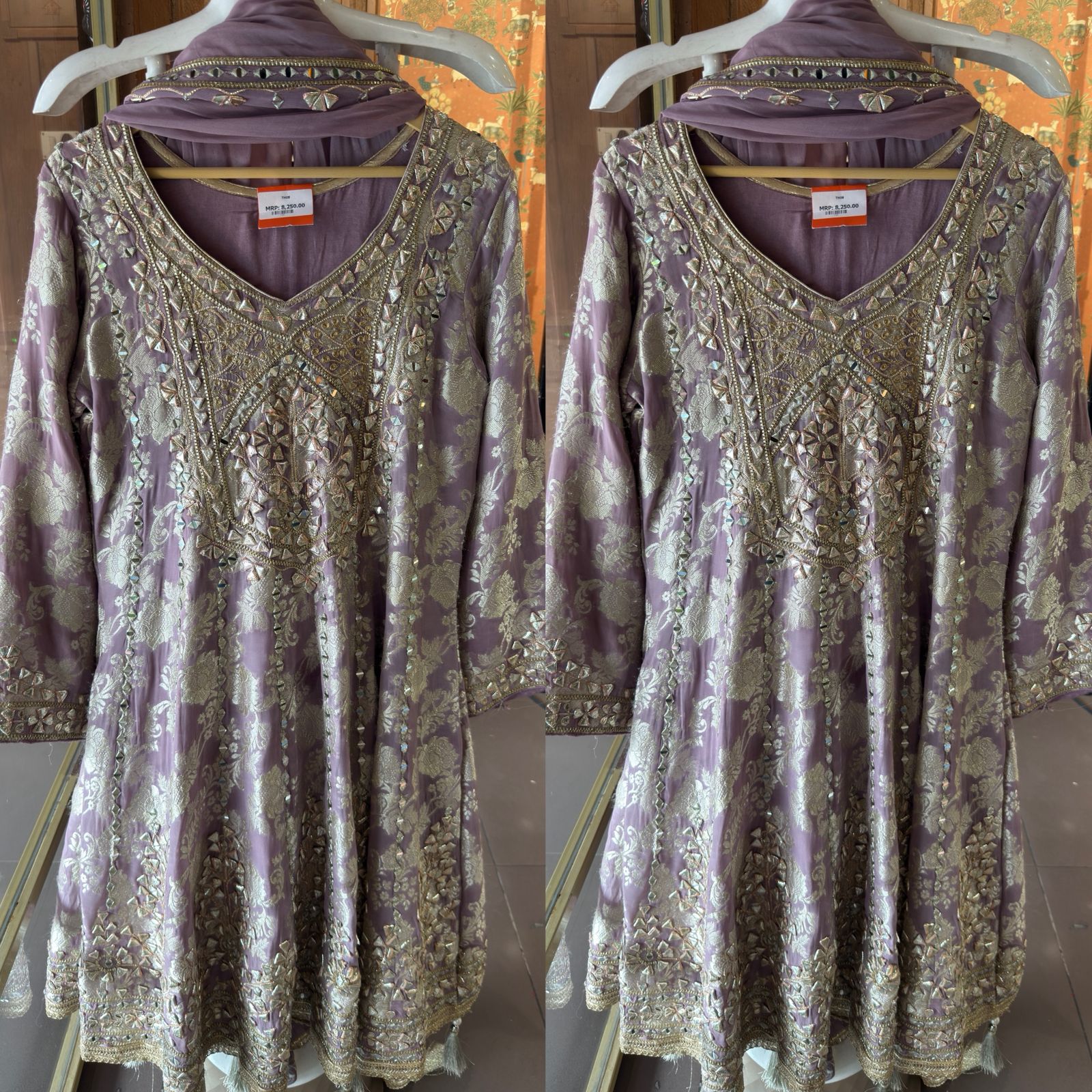 Traditional heavily embroidered Anarkali suit