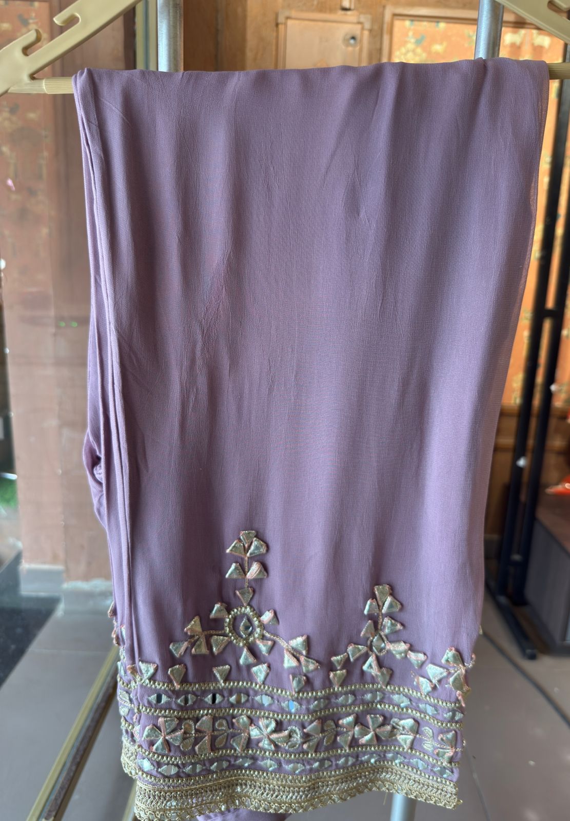 Traditional heavily embroidered Anarkali suit