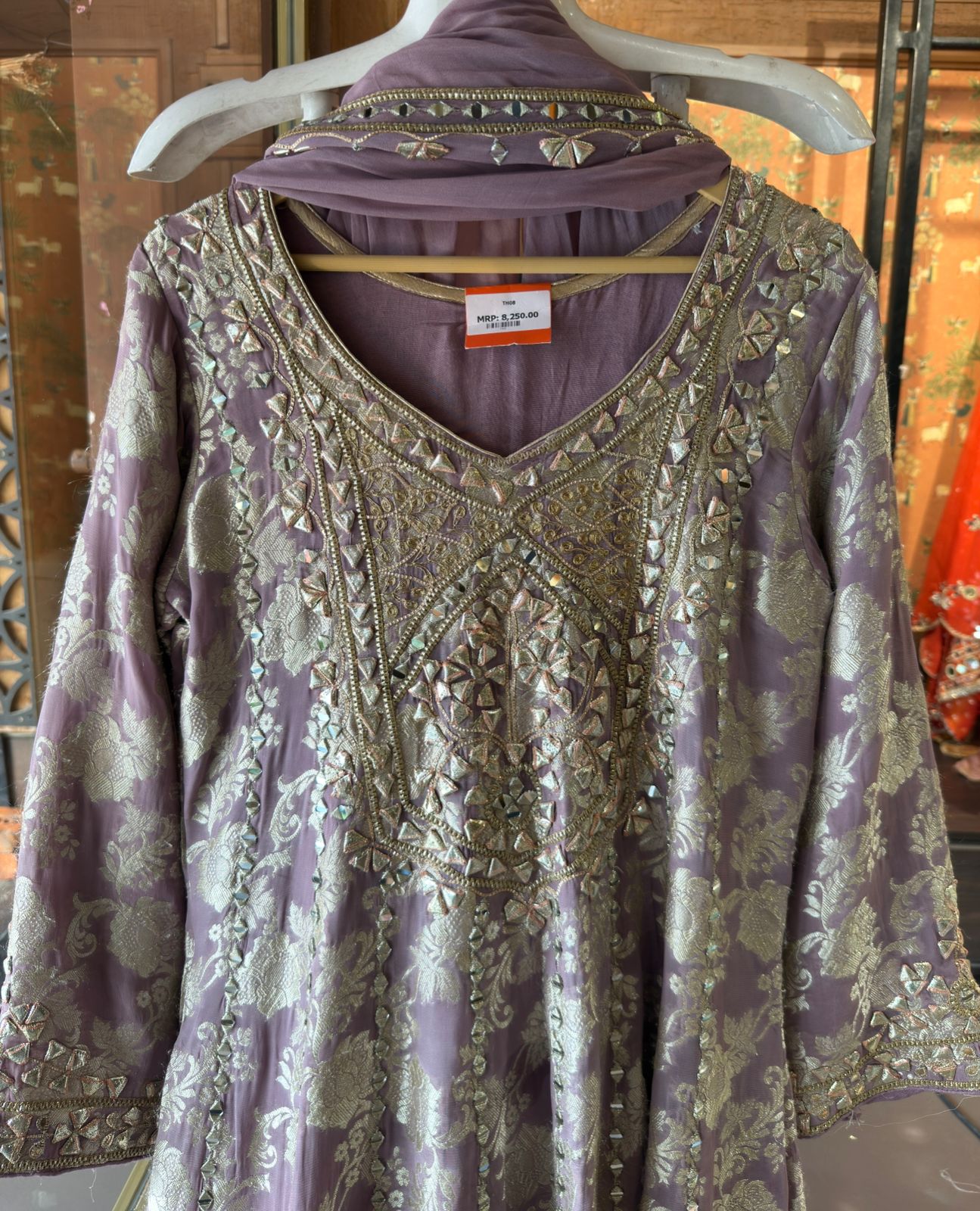 Traditional heavily embroidered Anarkali suit