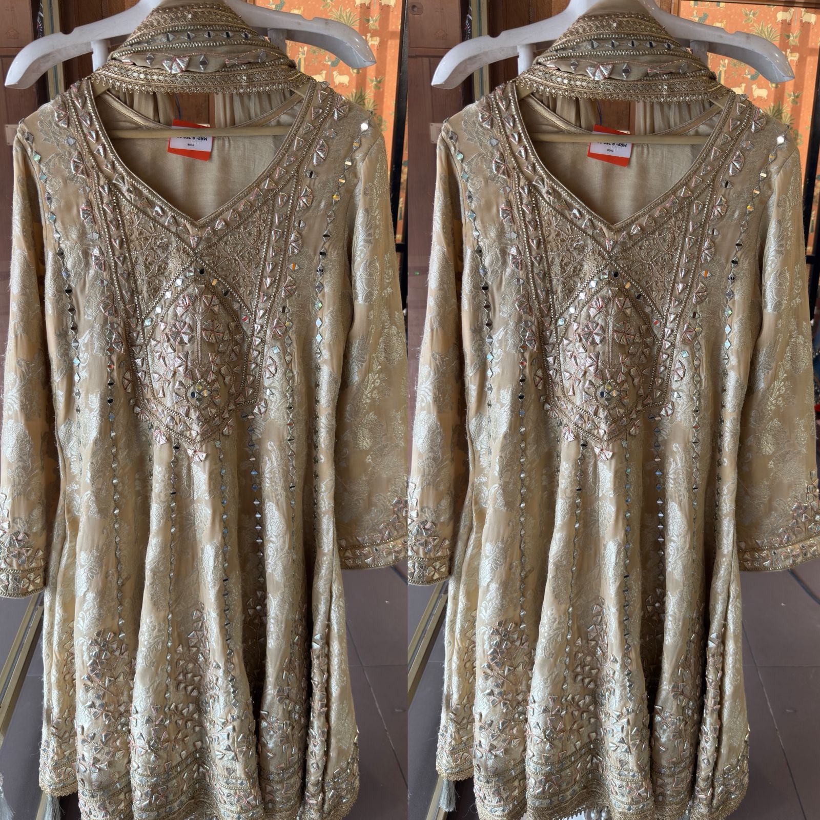 Traditional heavily embroidered Anarkali suit