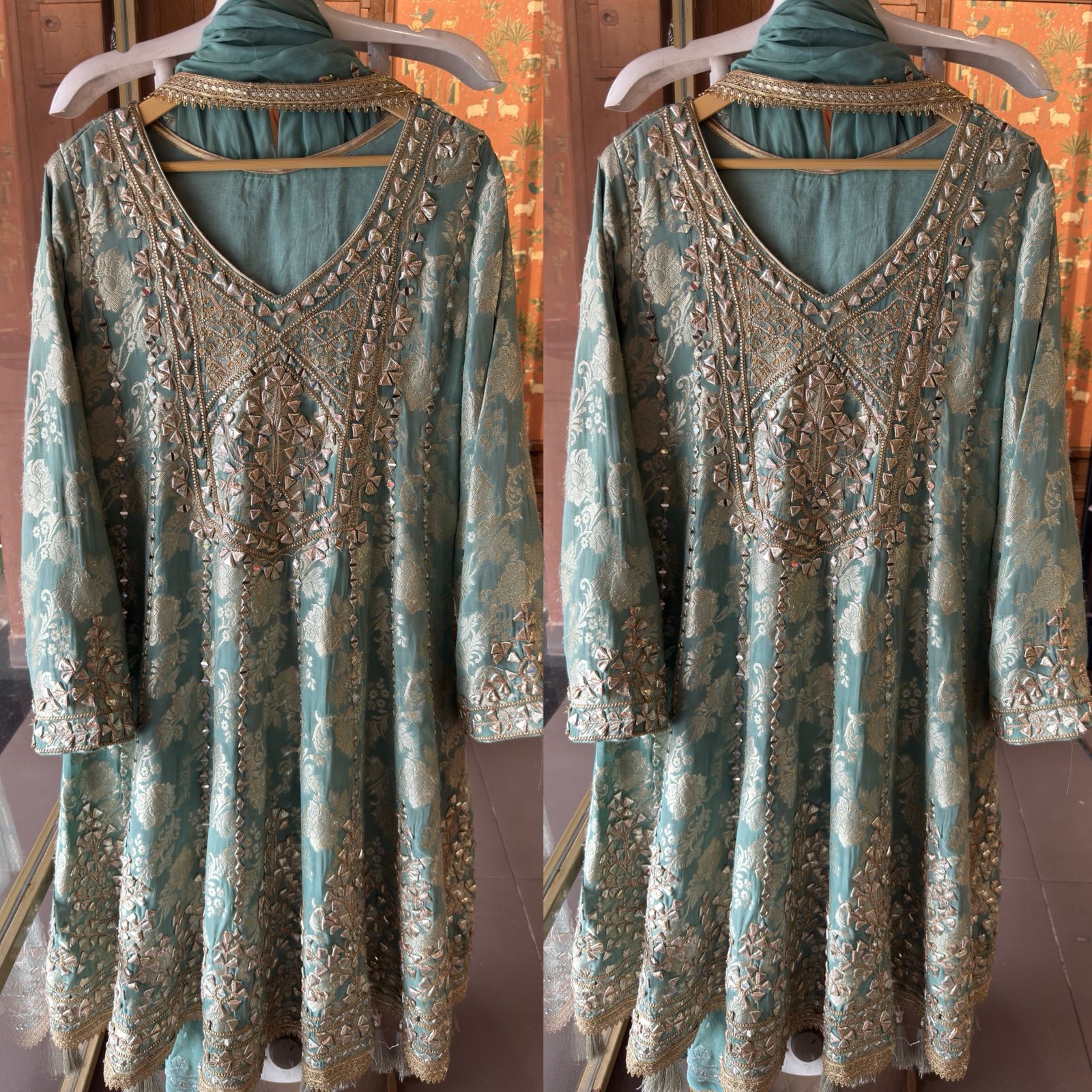 Traditional heavily embroidered Anarkali suit