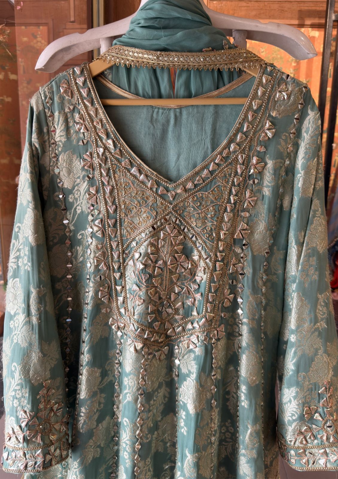 Traditional heavily embroidered Anarkali suit