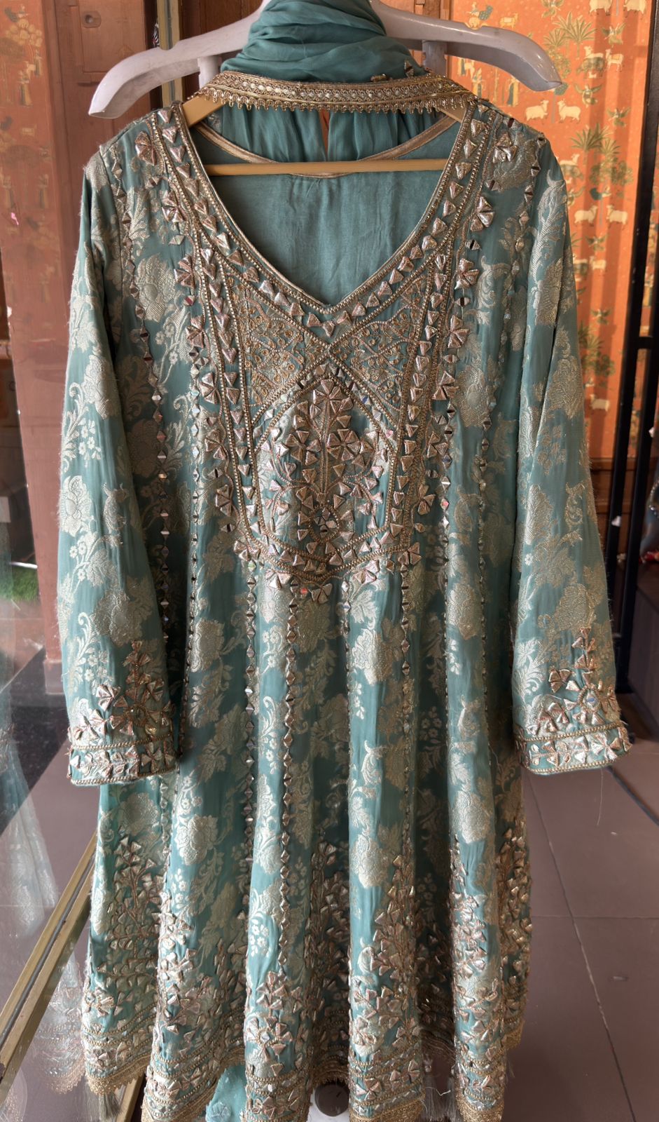 Traditional heavily embroidered Anarkali suit