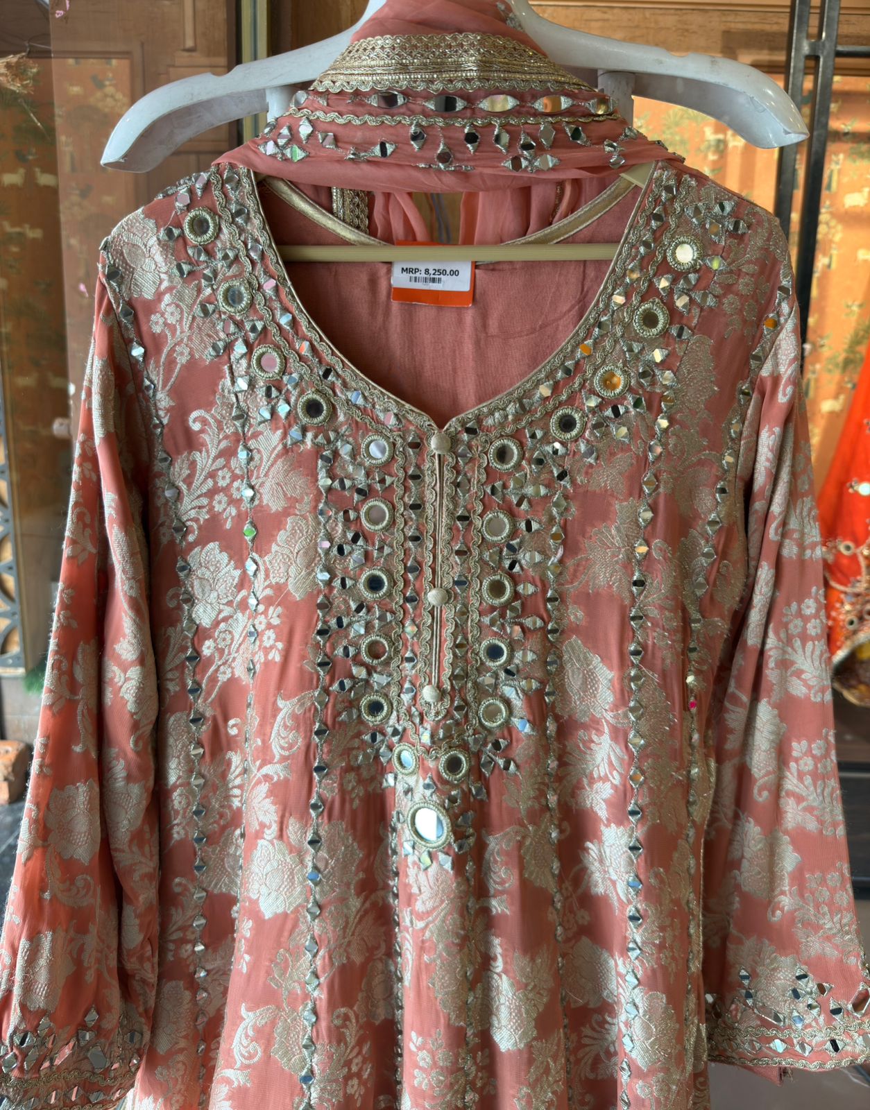 Traditional heavily embroidered Anarkali suit