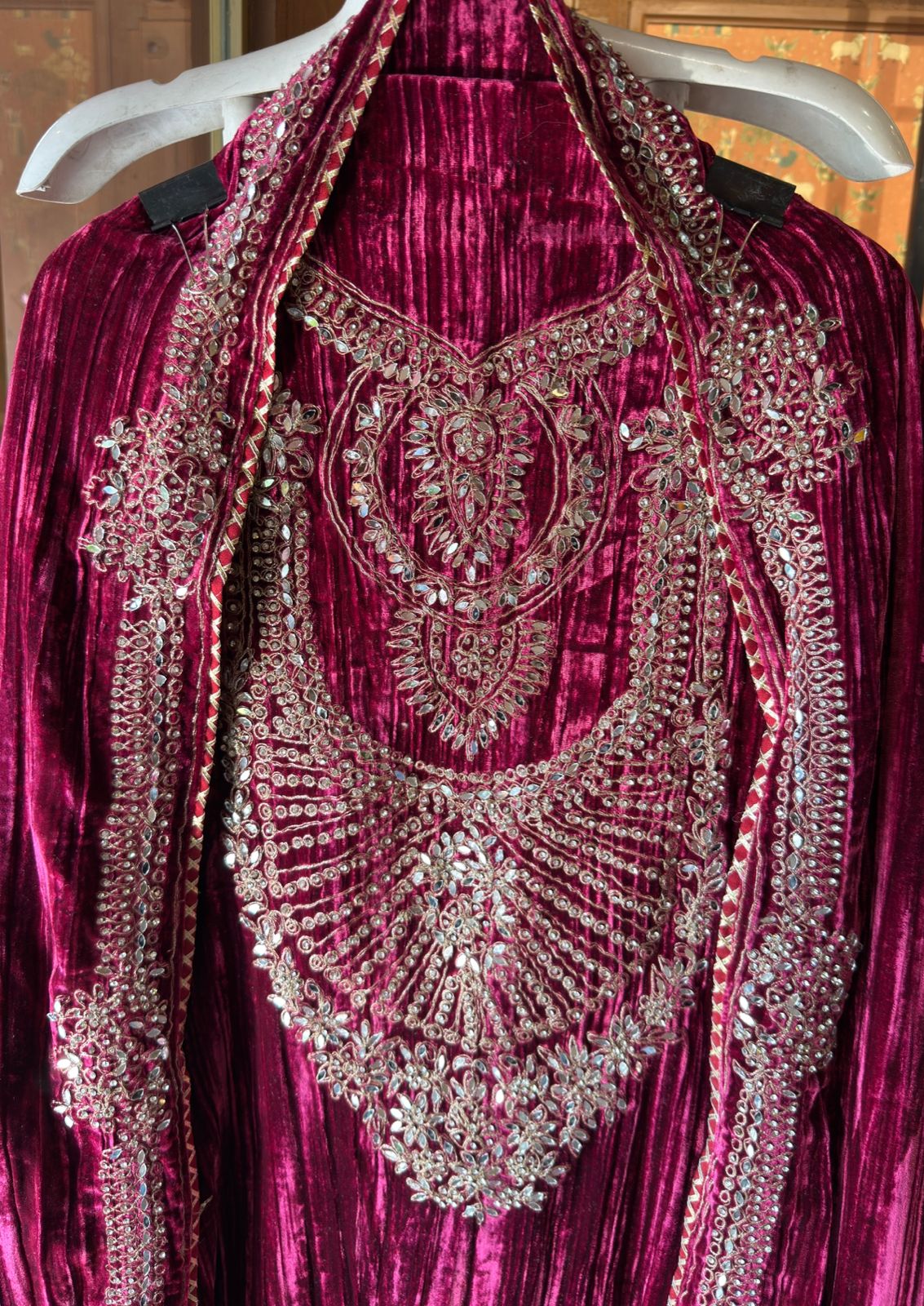 Regal Velvet Mirror-Work Winter Wedding Suit