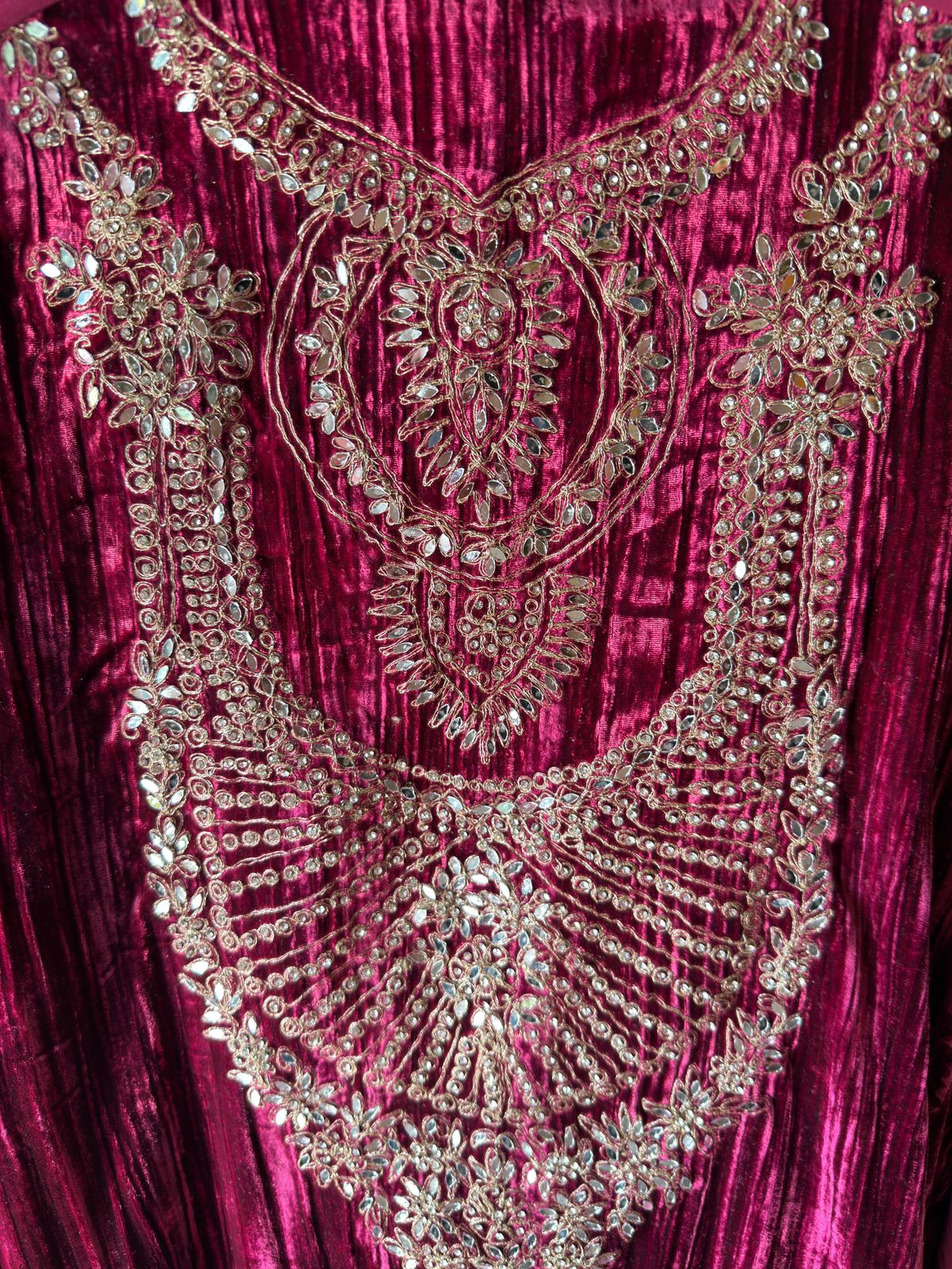 Regal Velvet Mirror-Work Winter Wedding Suit