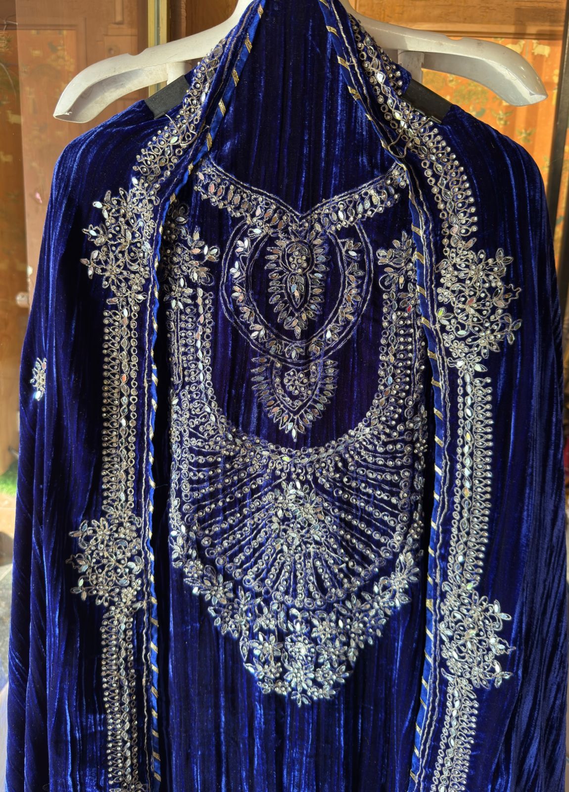 Regal Velvet Mirror-Work Winter Wedding Suit