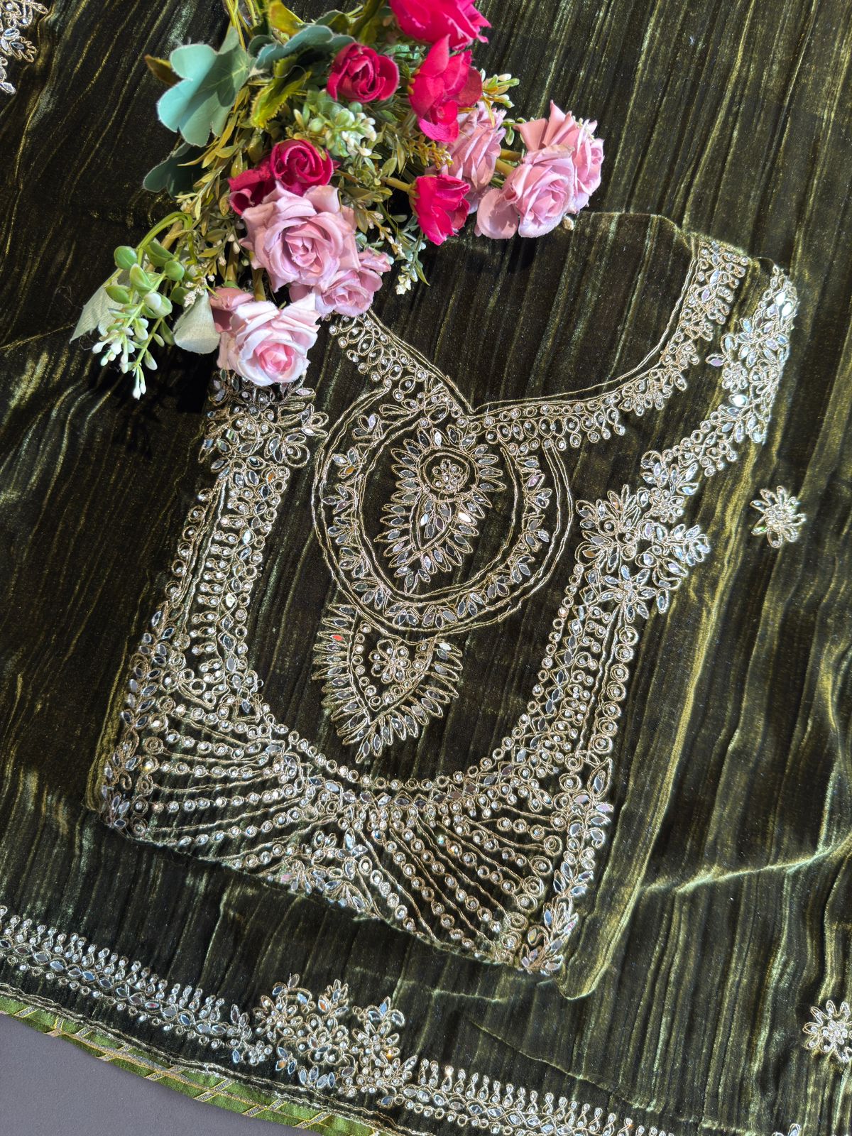 Regal Velvet Mirror-Work Winter Wedding Suit