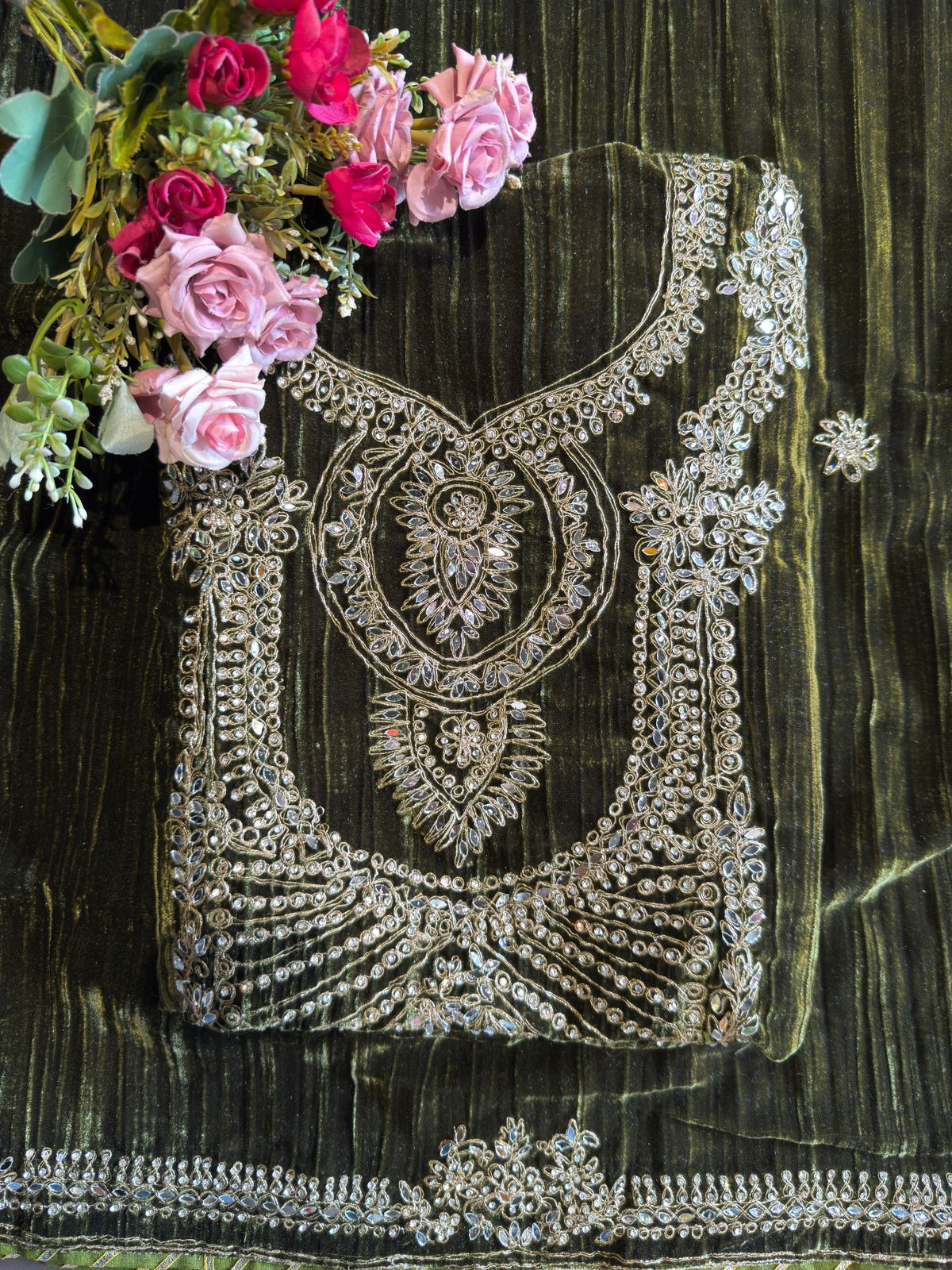 Regal Velvet Mirror-Work Winter Wedding Suit