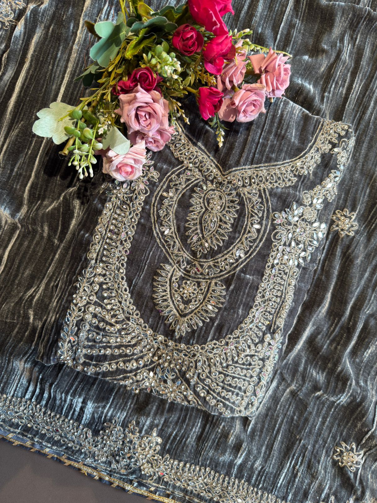 Regal Velvet Mirror-Work Winter Wedding Suit