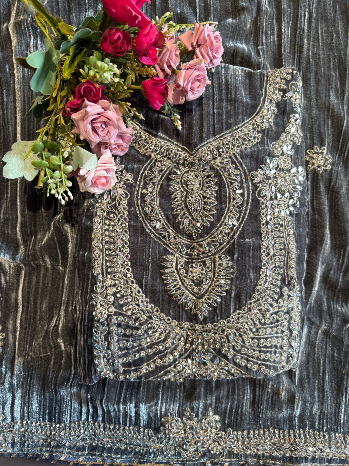 Regal Velvet Mirror-Work Winter Wedding Suit