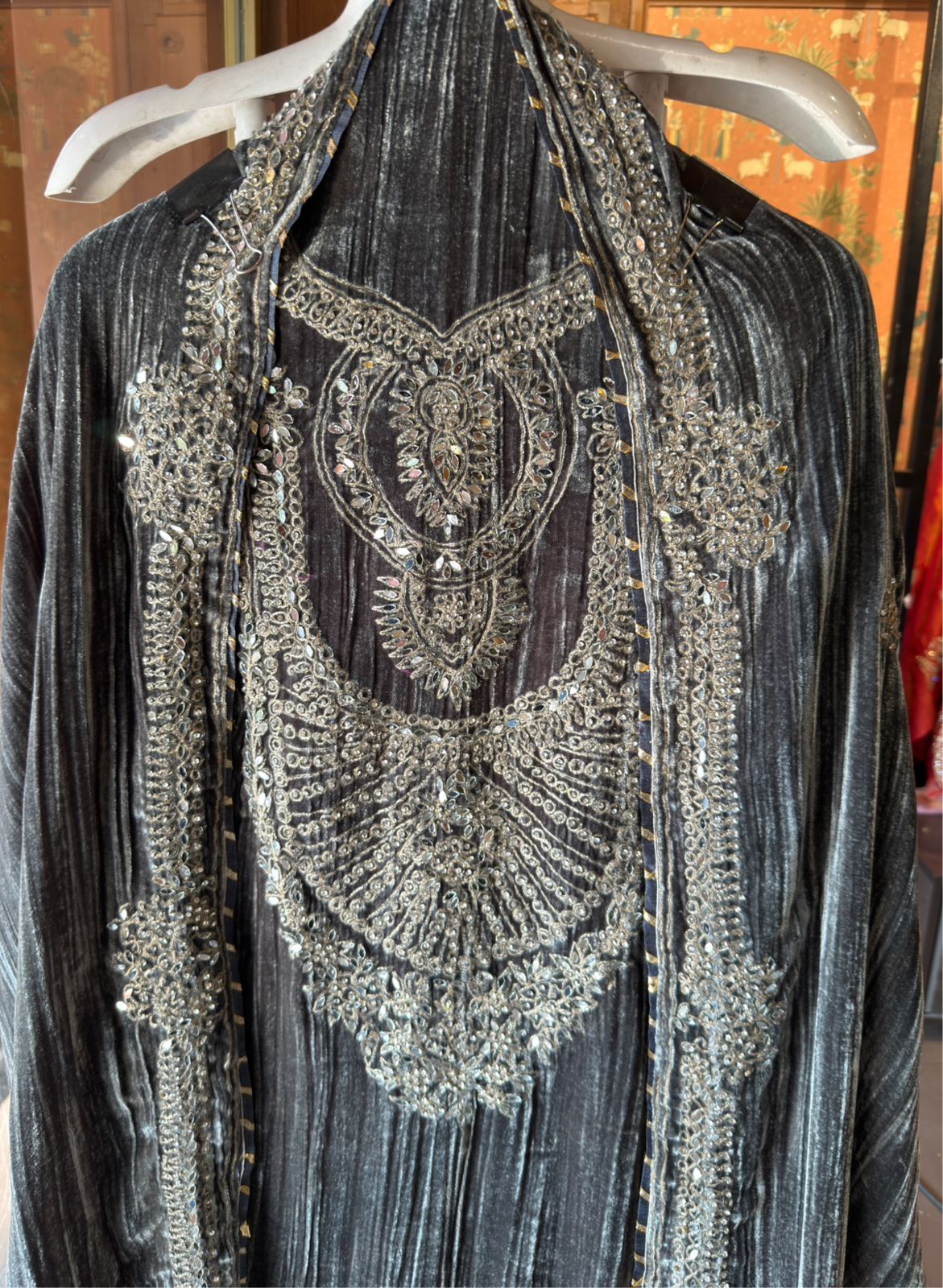 Regal Velvet Mirror-Work Winter Wedding Suit