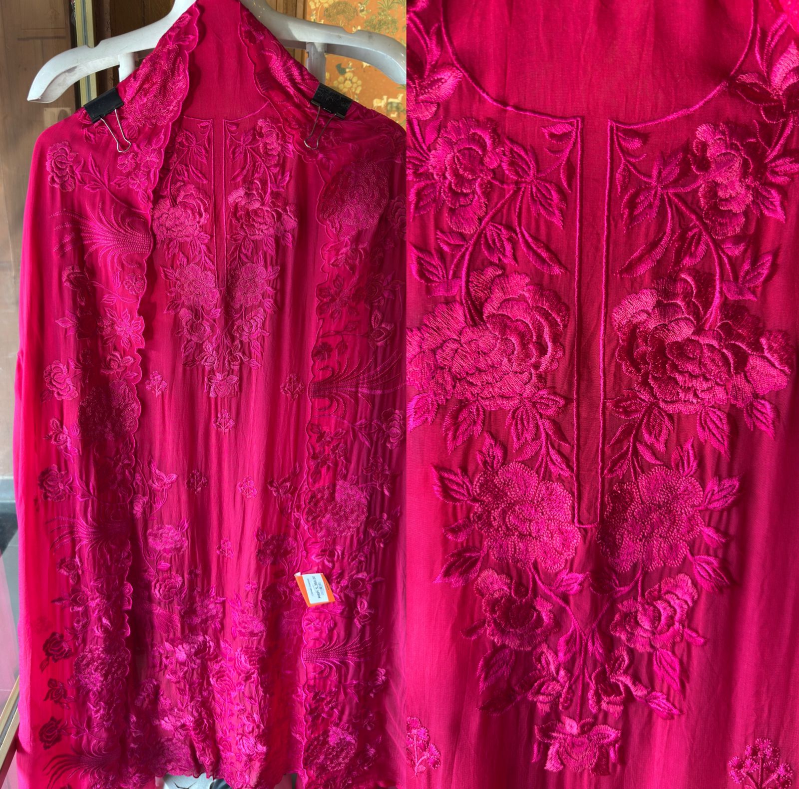 Pink Resham Embroidered Unstitched Suit