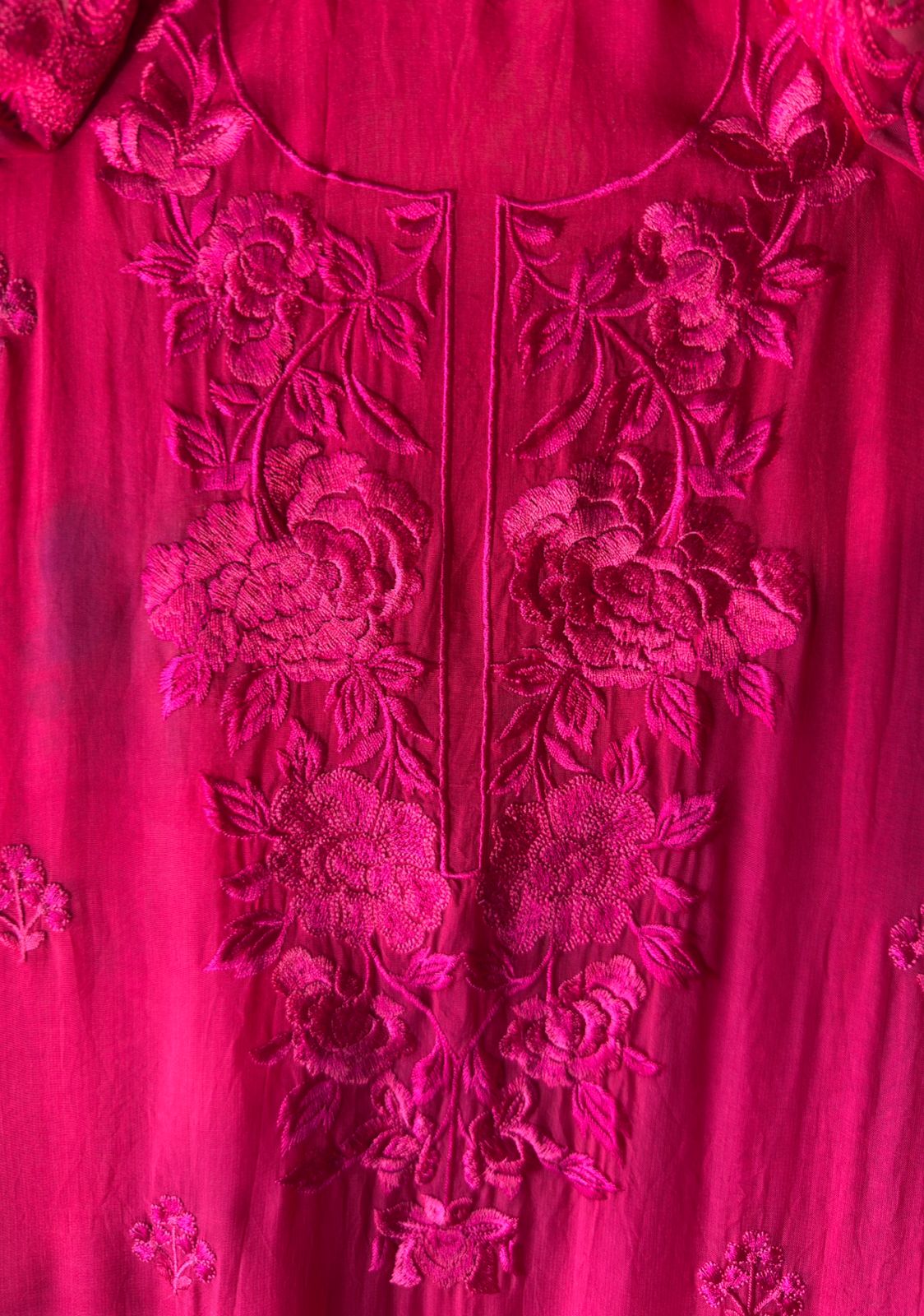 Pink Resham Embroidered Unstitched Suit