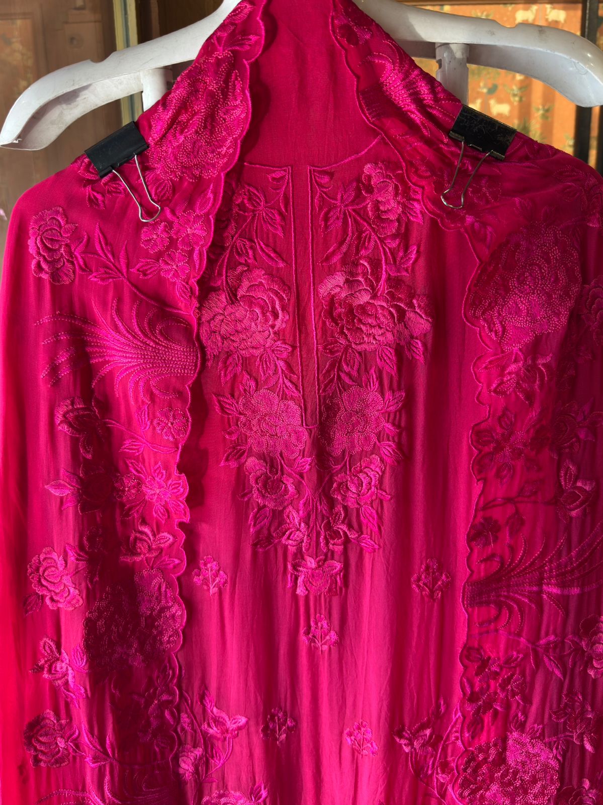 Pink Resham Embroidered Unstitched Suit