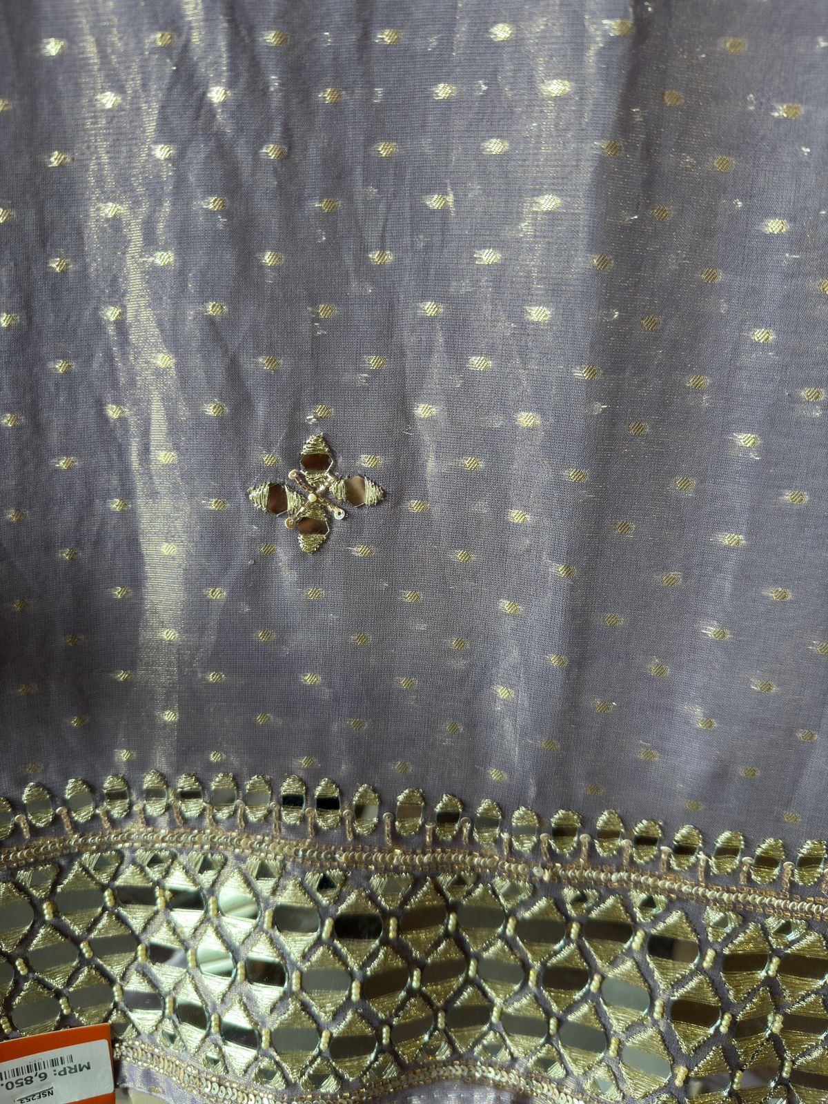 Luxury Tissue Suit with Intricate Mirror Embroidery & Opada Silk Bottoms