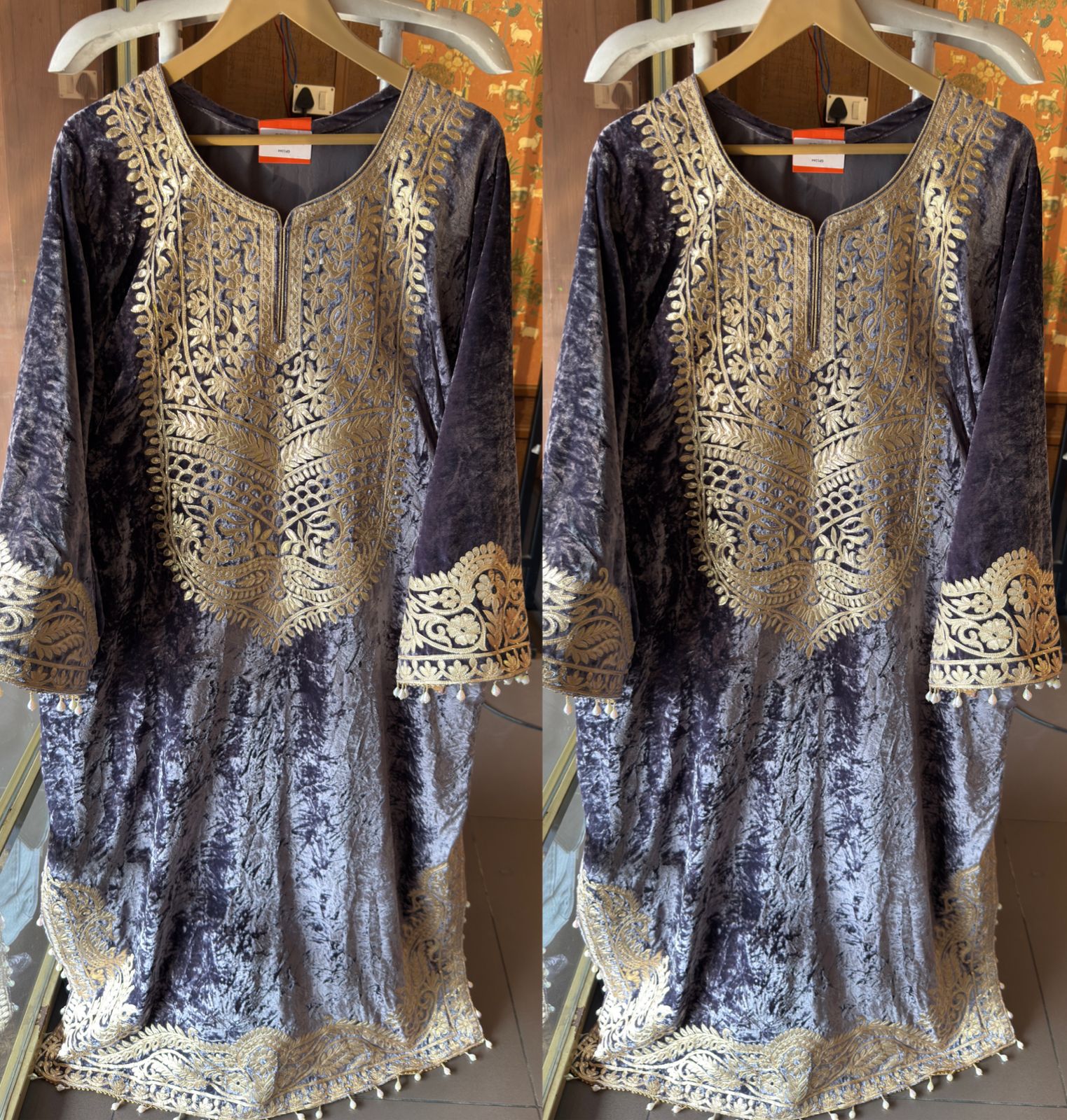 VELVET LONG DRESSES WITH SIDE SLITS