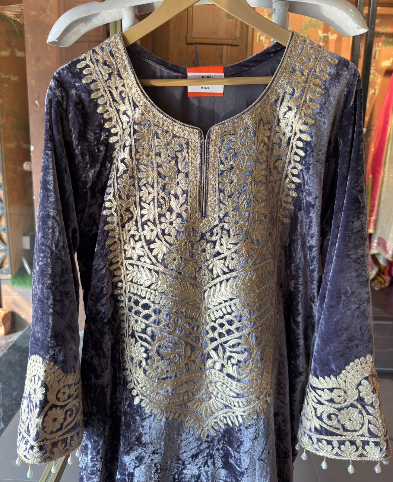 VELVET LONG DRESSES WITH SIDE SLITS