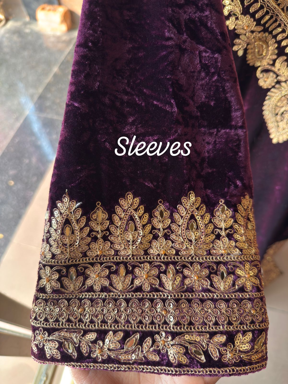 Heavy embroidered velvet kurta