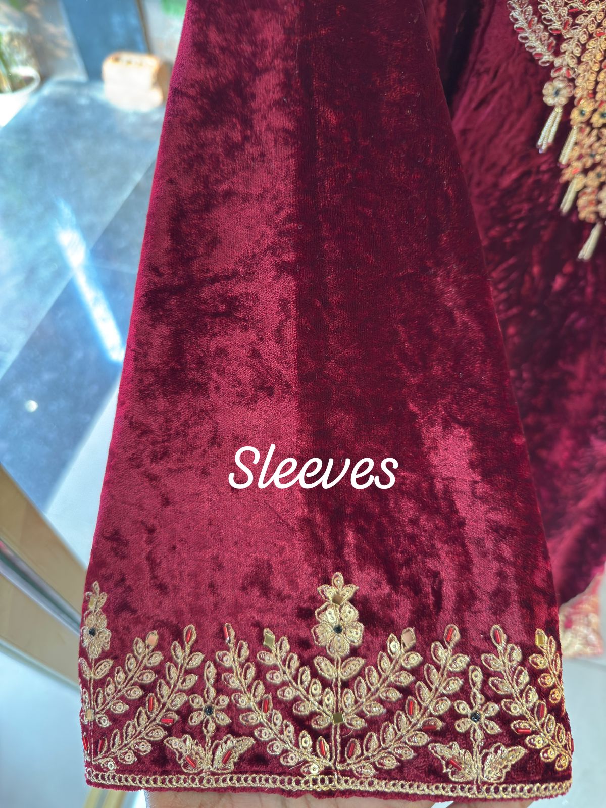 Heavy embroidered velvet kurta