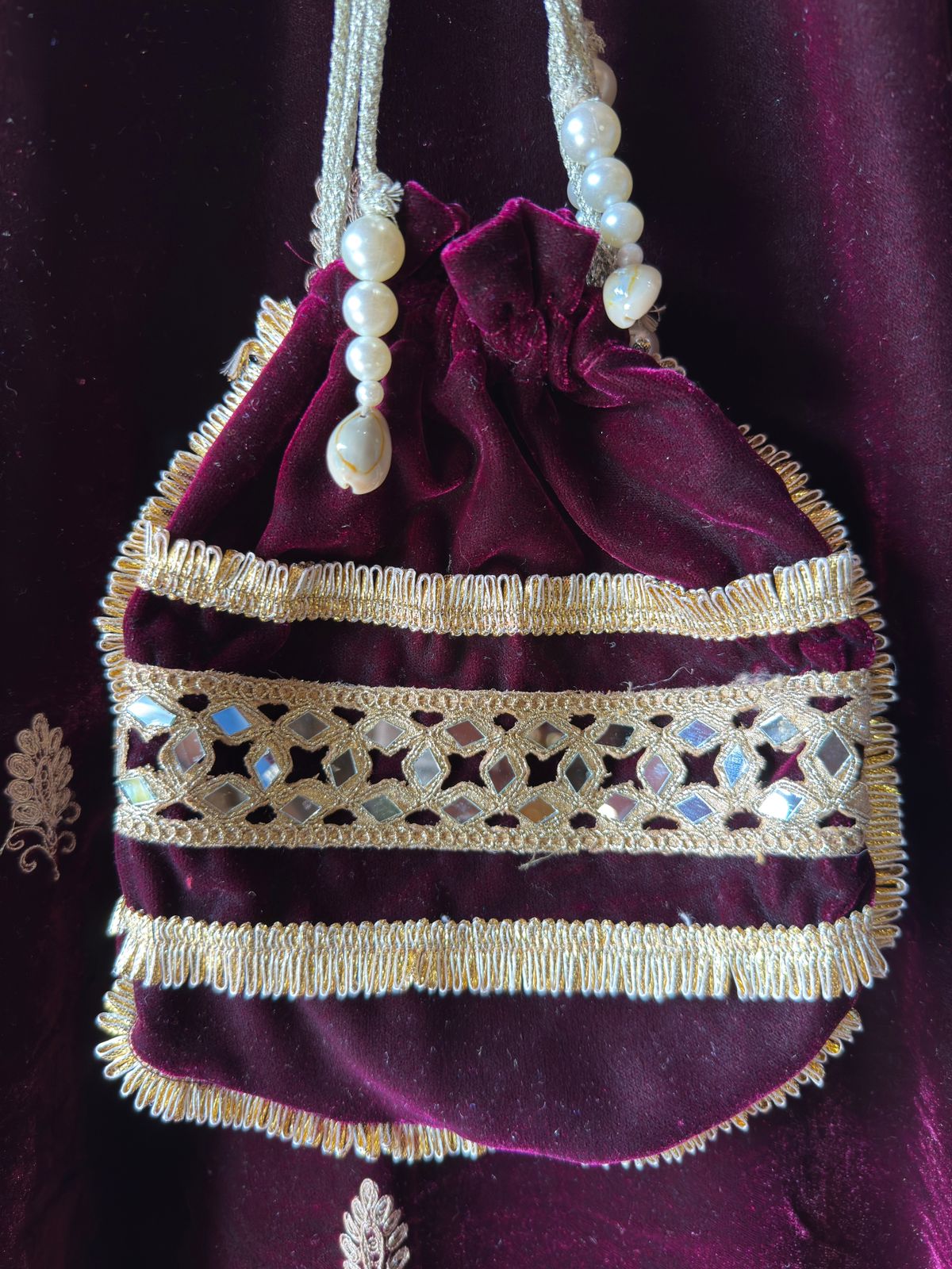 Heavy embroidered velvet kurta