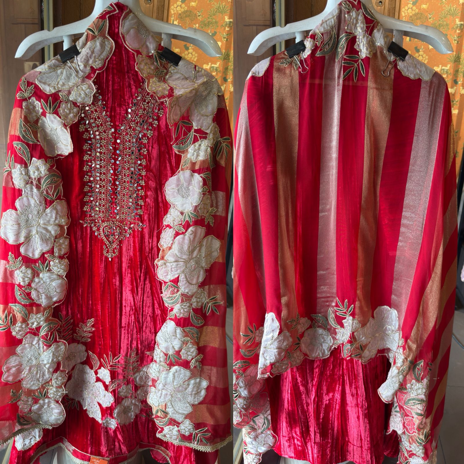 Embellished Velvet Floral Set