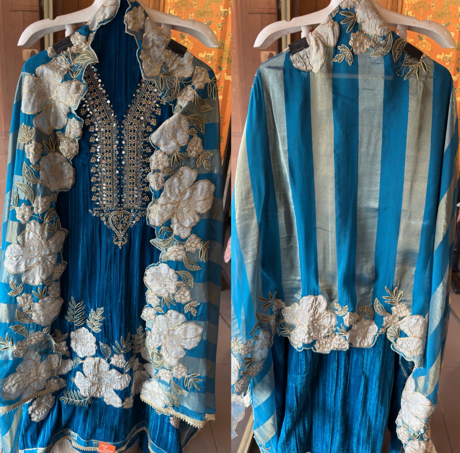 Embellished Velvet Floral Set