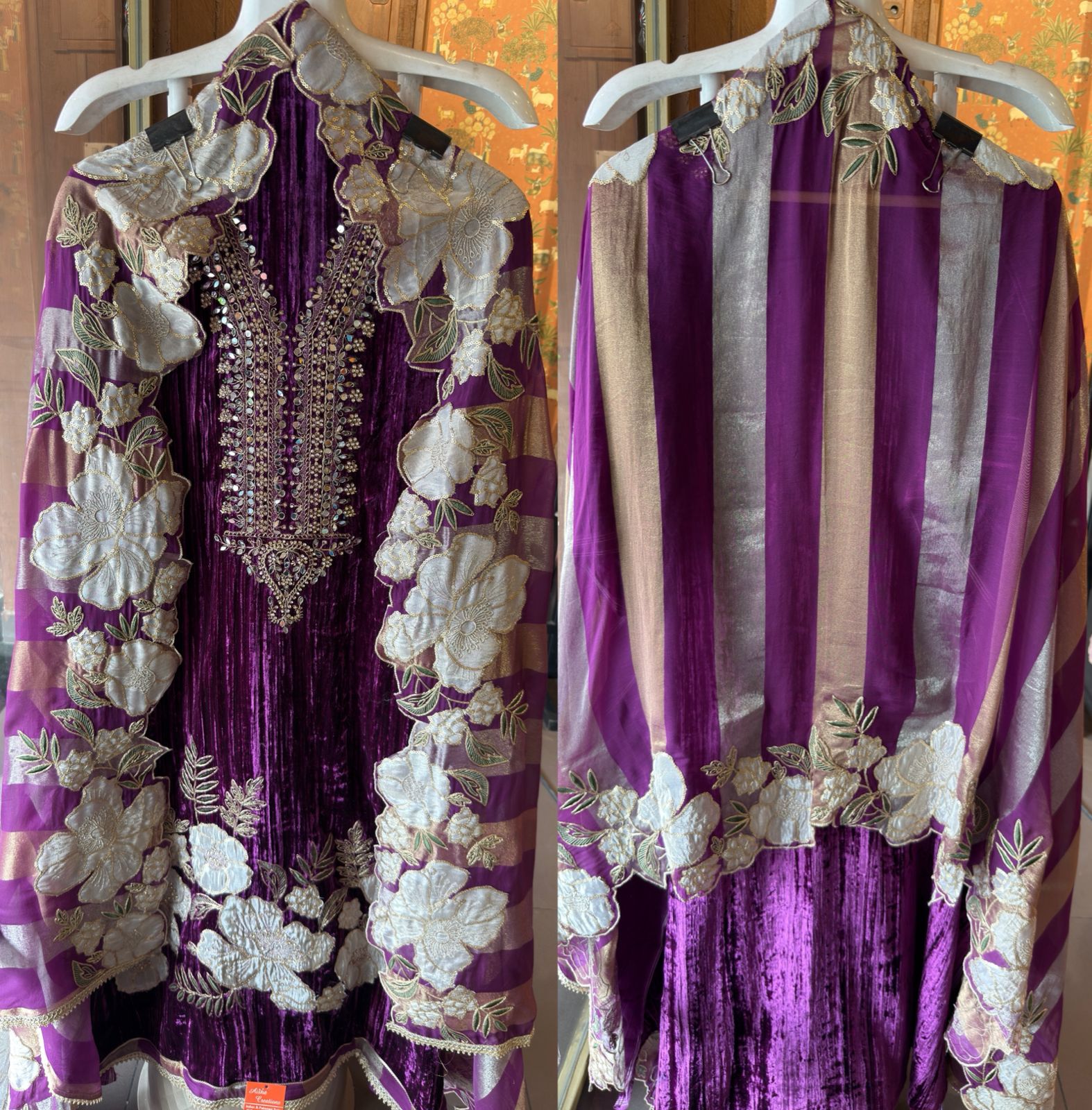 Embellished Velvet Floral Set