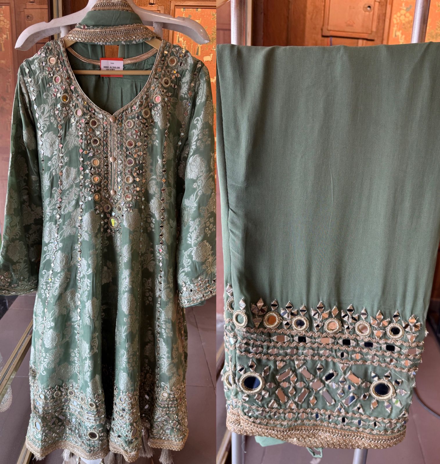 Traditional heavily embroidered Anarkali suit