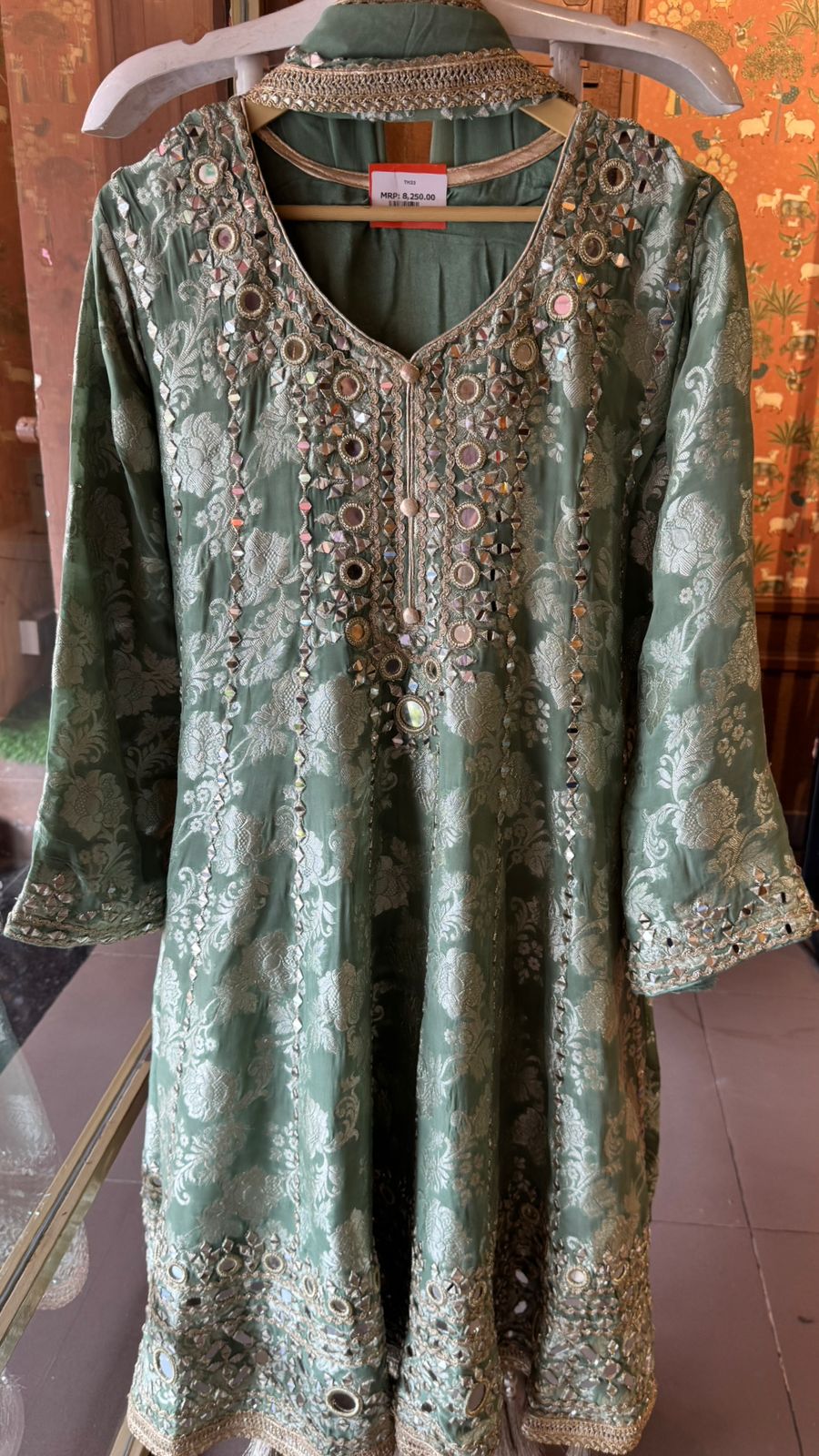 Traditional heavily embroidered Anarkali suit