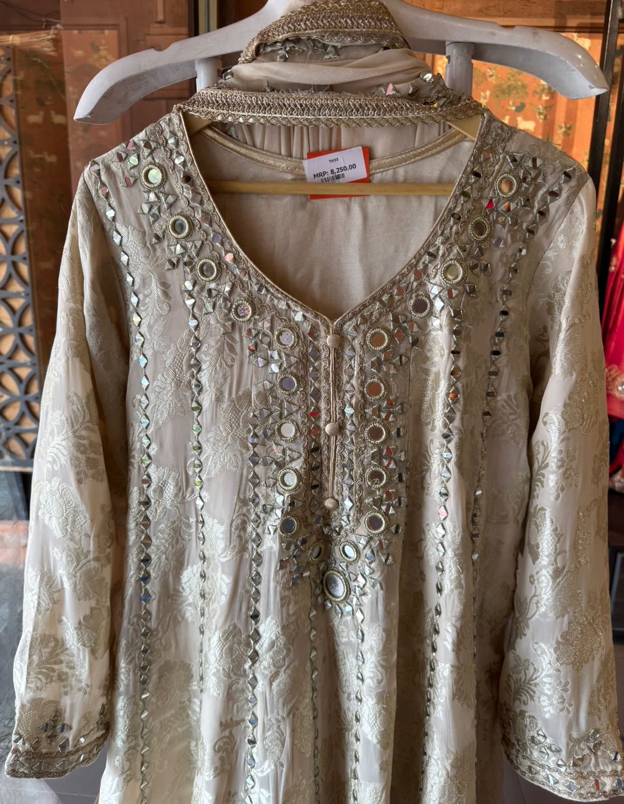 Traditional heavily embroidered Anarkali suit