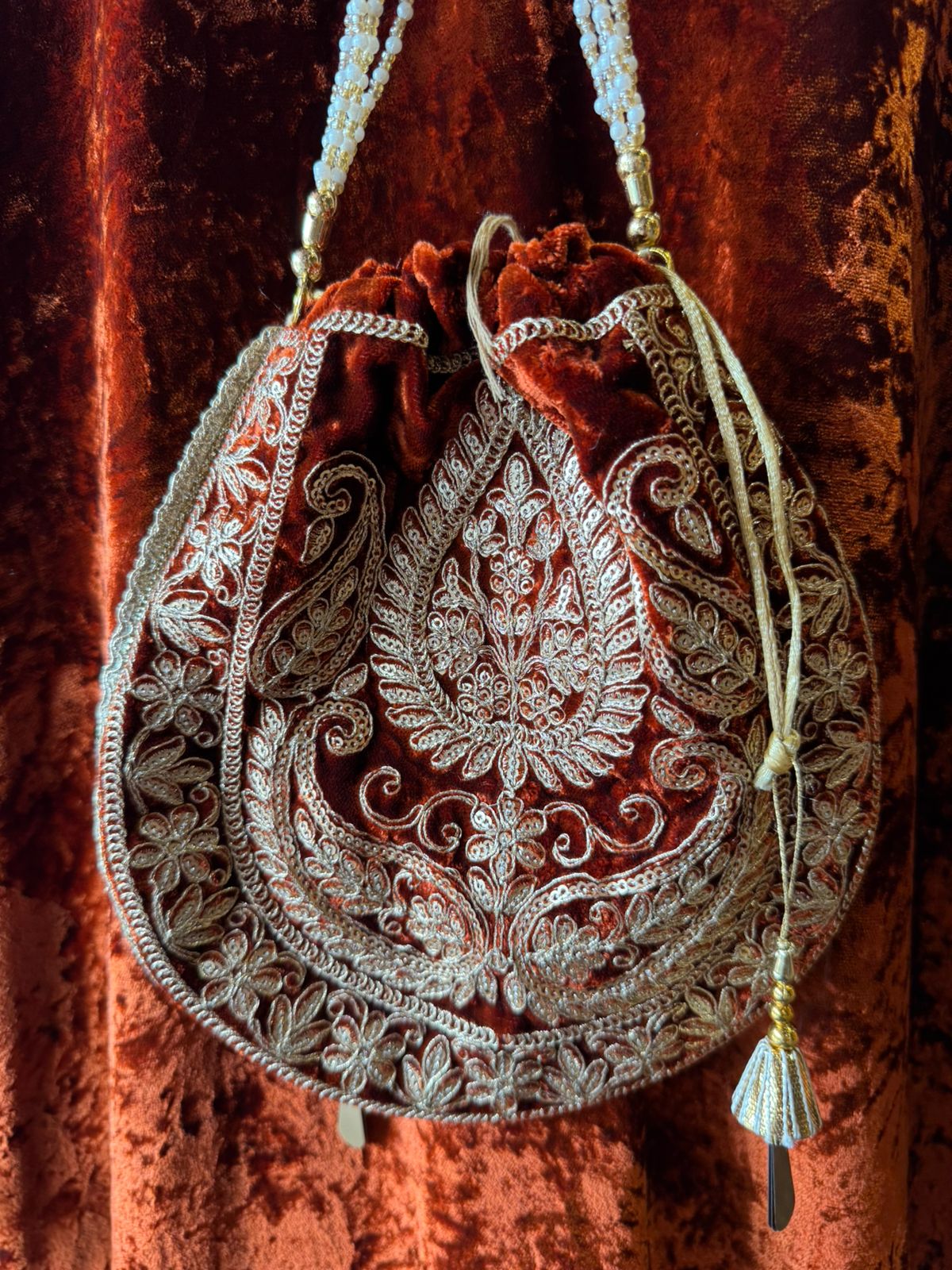 Heavy embroidered velvet kurta