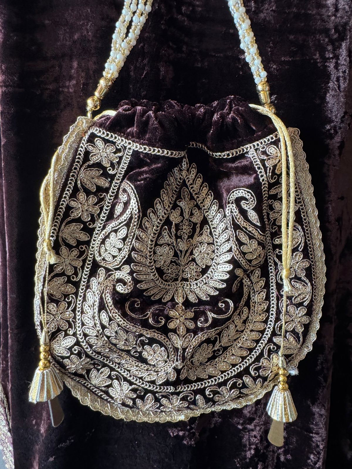 Heavy embroidered velvet kurta