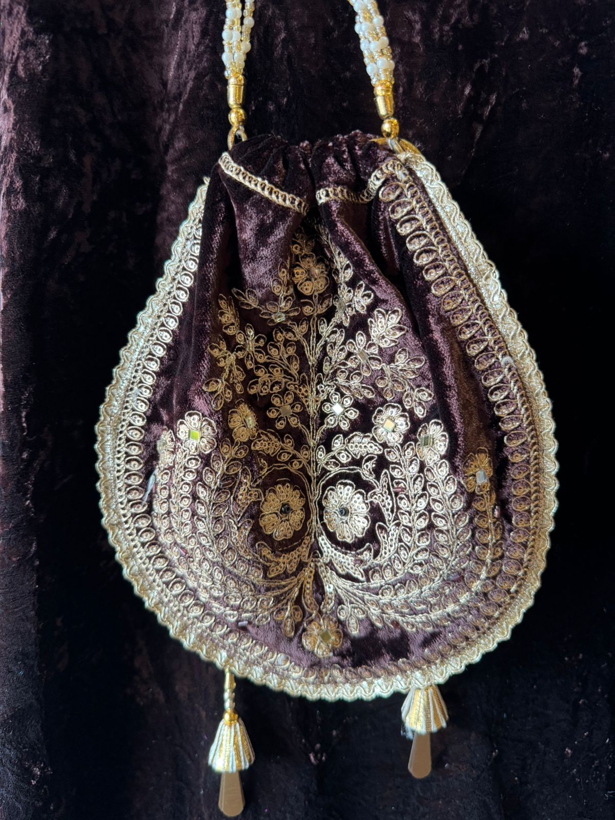 Heavy embroidered velvet kurta