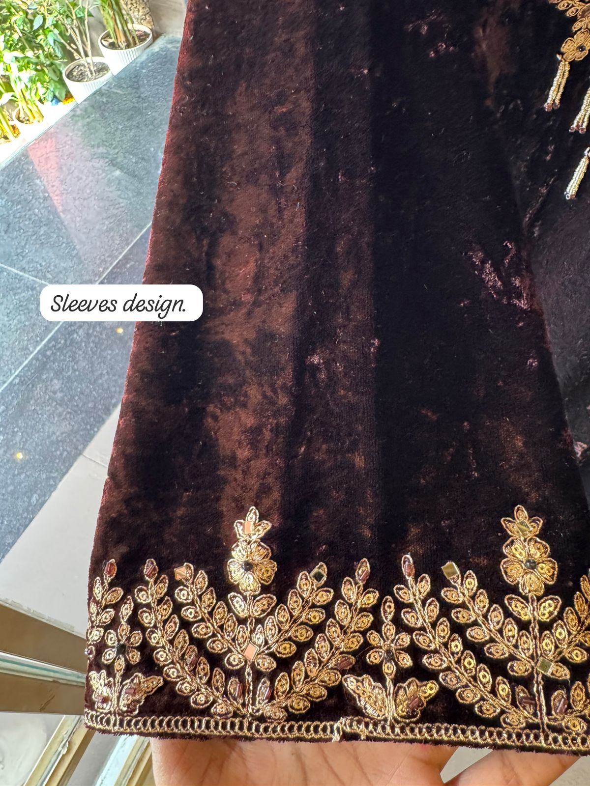 Heavy embroidered velvet kurta