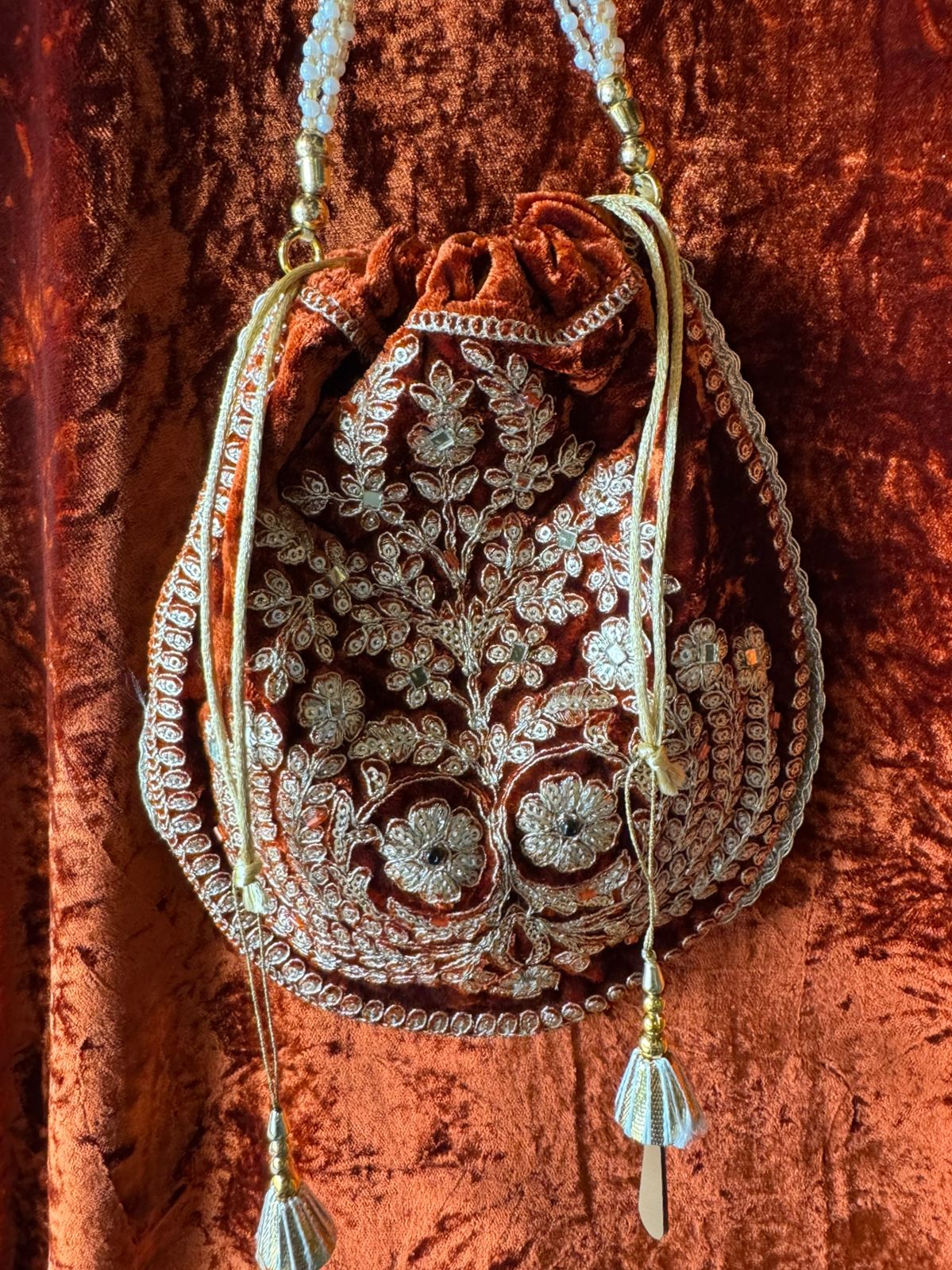 Heavy embroidered velvet kurta