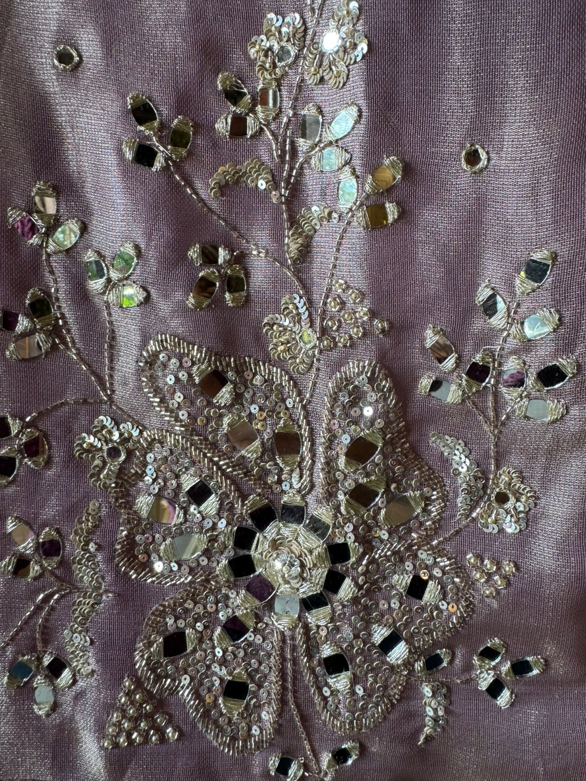 Simmer Tissue Mirrorwork Unstitched Suit with Shimmer Dupatta