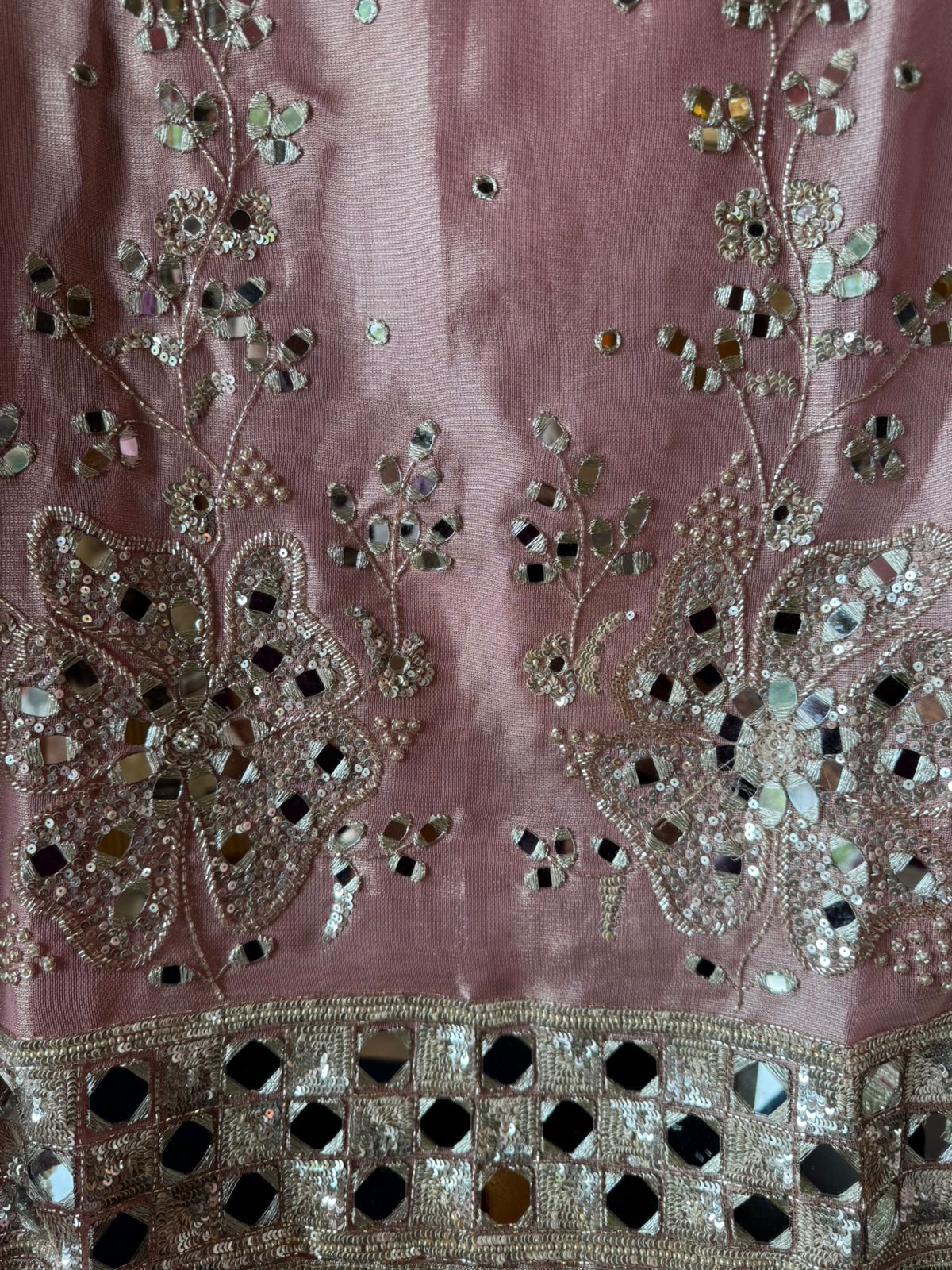 Simmer Tissue Mirrorwork Unstitched Suit