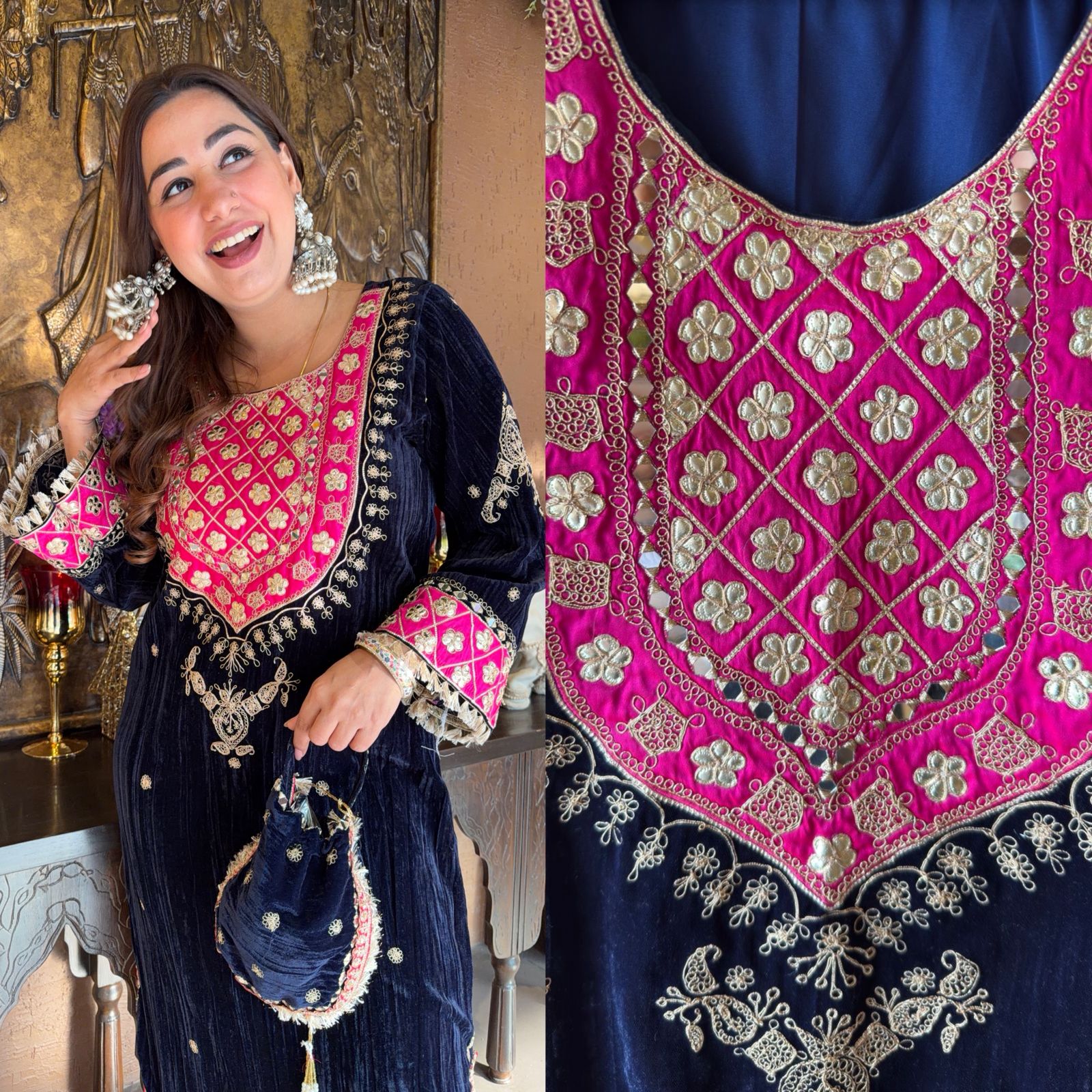 Heavily embellished ivory traditional sharara suit