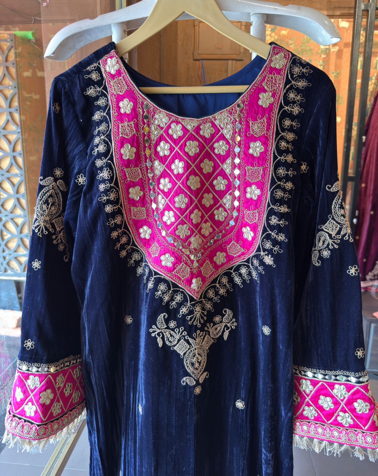 Heavily embellished ivory traditional sharara suit