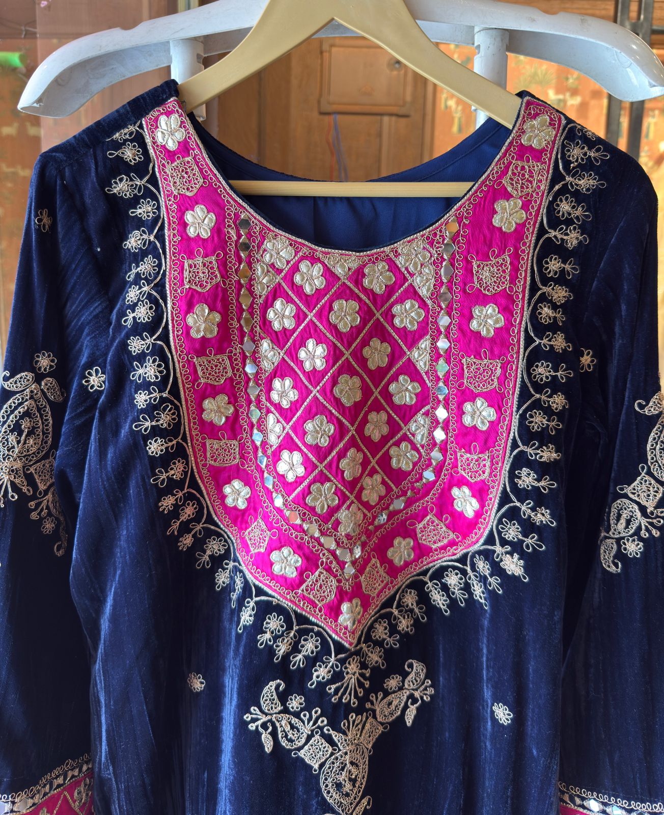 Heavily embellished ivory traditional sharara suit