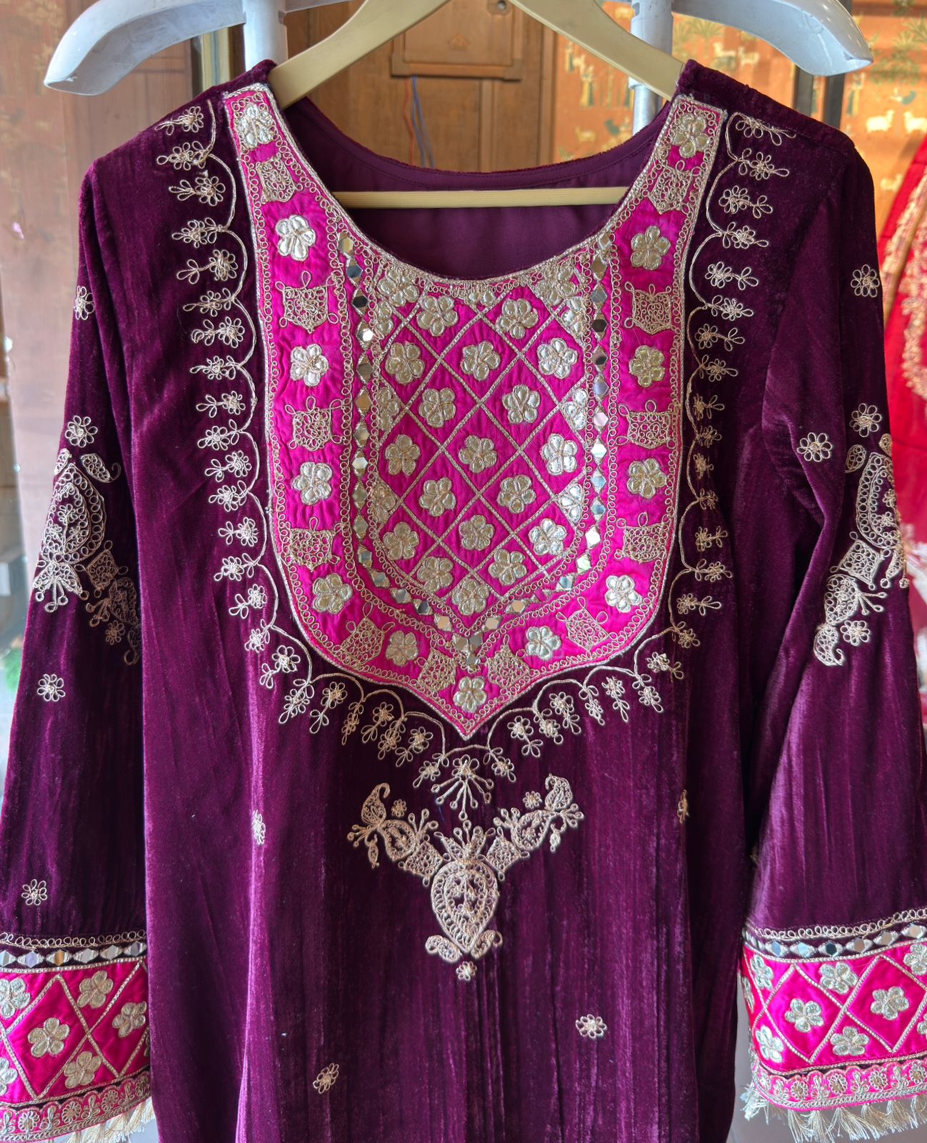 Heavily embellished ivory traditional sharara suit