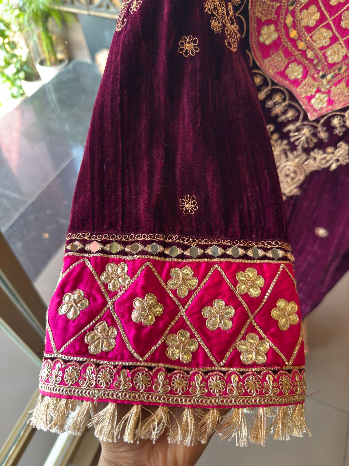 Heavily embellished ivory traditional sharara suit