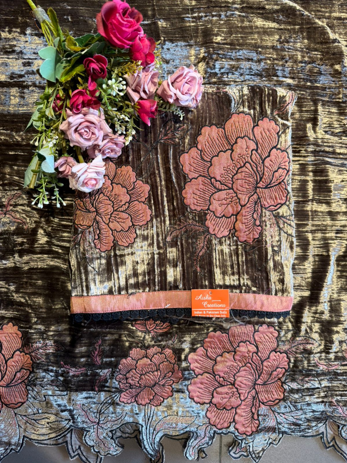 Crushed velvet Unstitched Suit