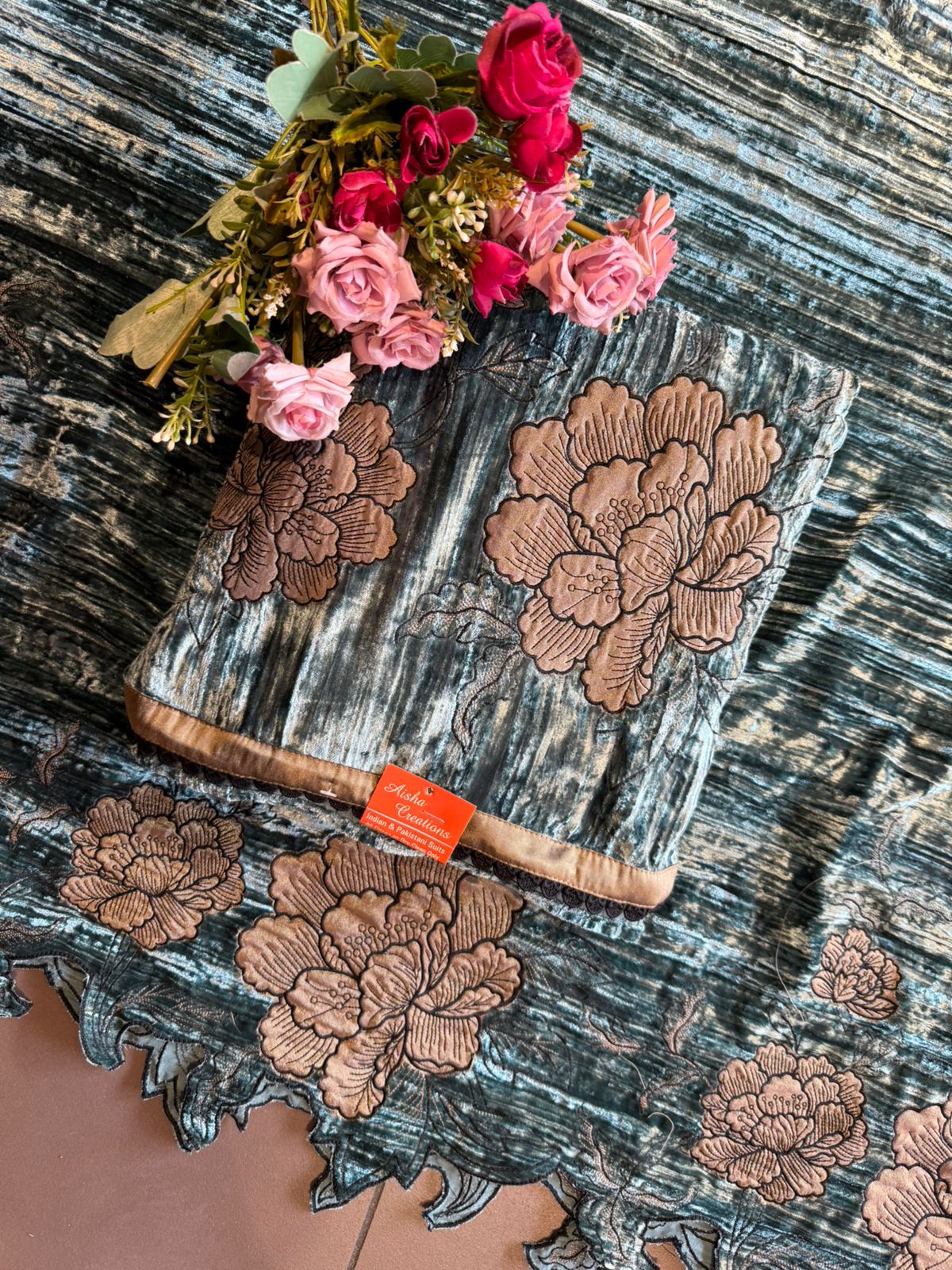 Crushed velvet Unstitched Suit