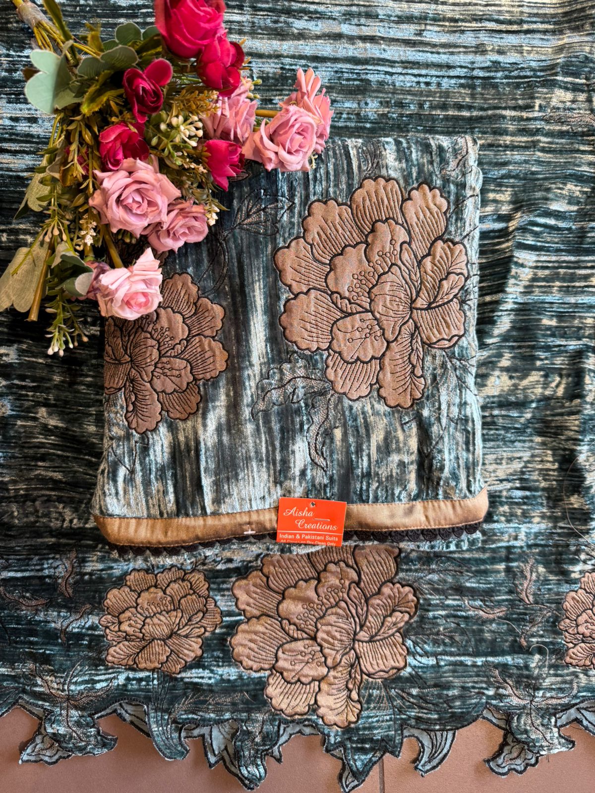 Crushed velvet Unstitched Suit