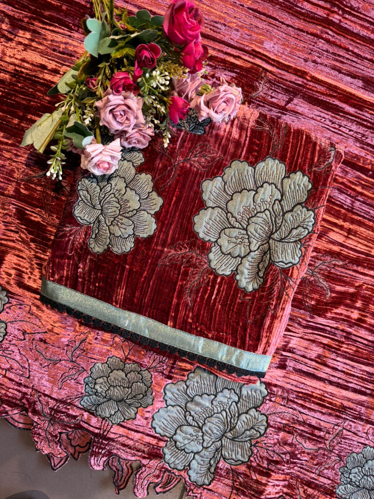 Crushed velvet Unstitched Suit