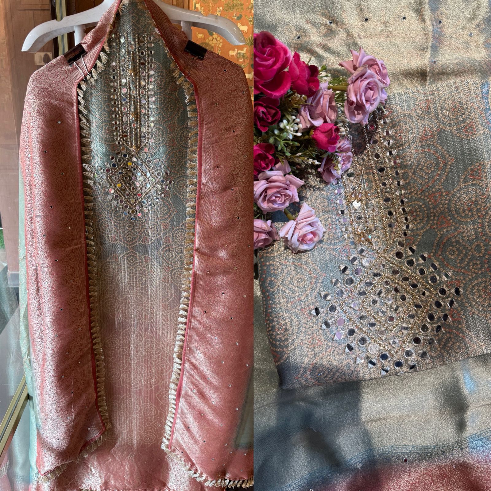 Bandhani Jacquard Unstitched Suit